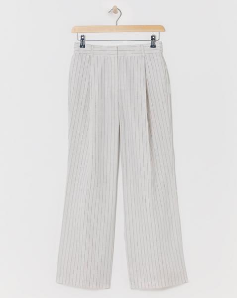 Pinstripe Linen Wide Leg Trousers