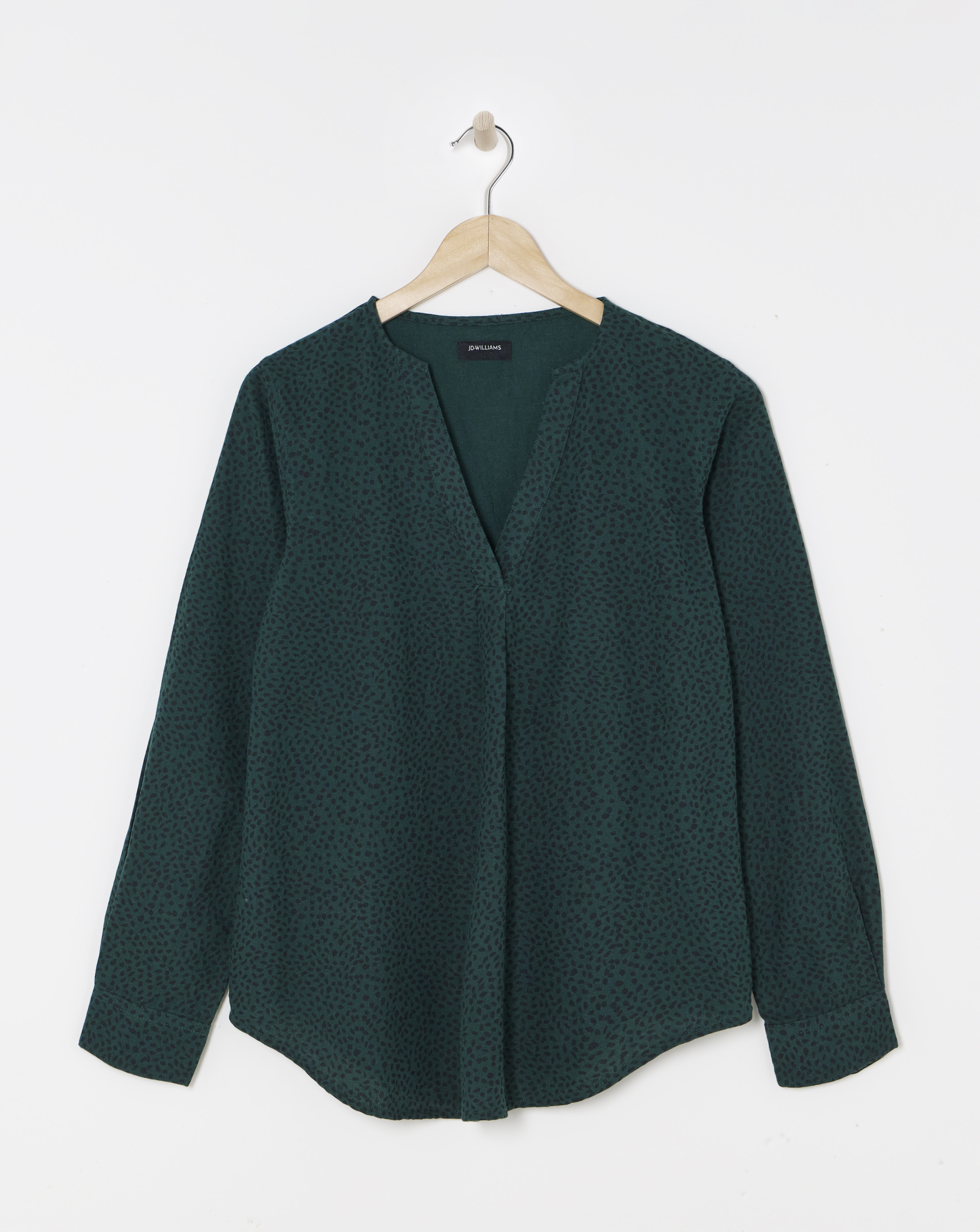 Brushed Cotton V Neck Blouse
