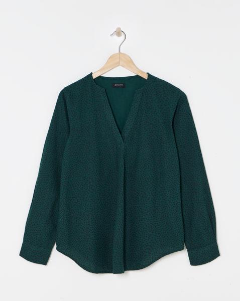 Brushed Cotton V Neck Blouse