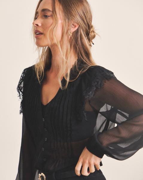 Simply Be Sheer Tuxedo Detail Blouse