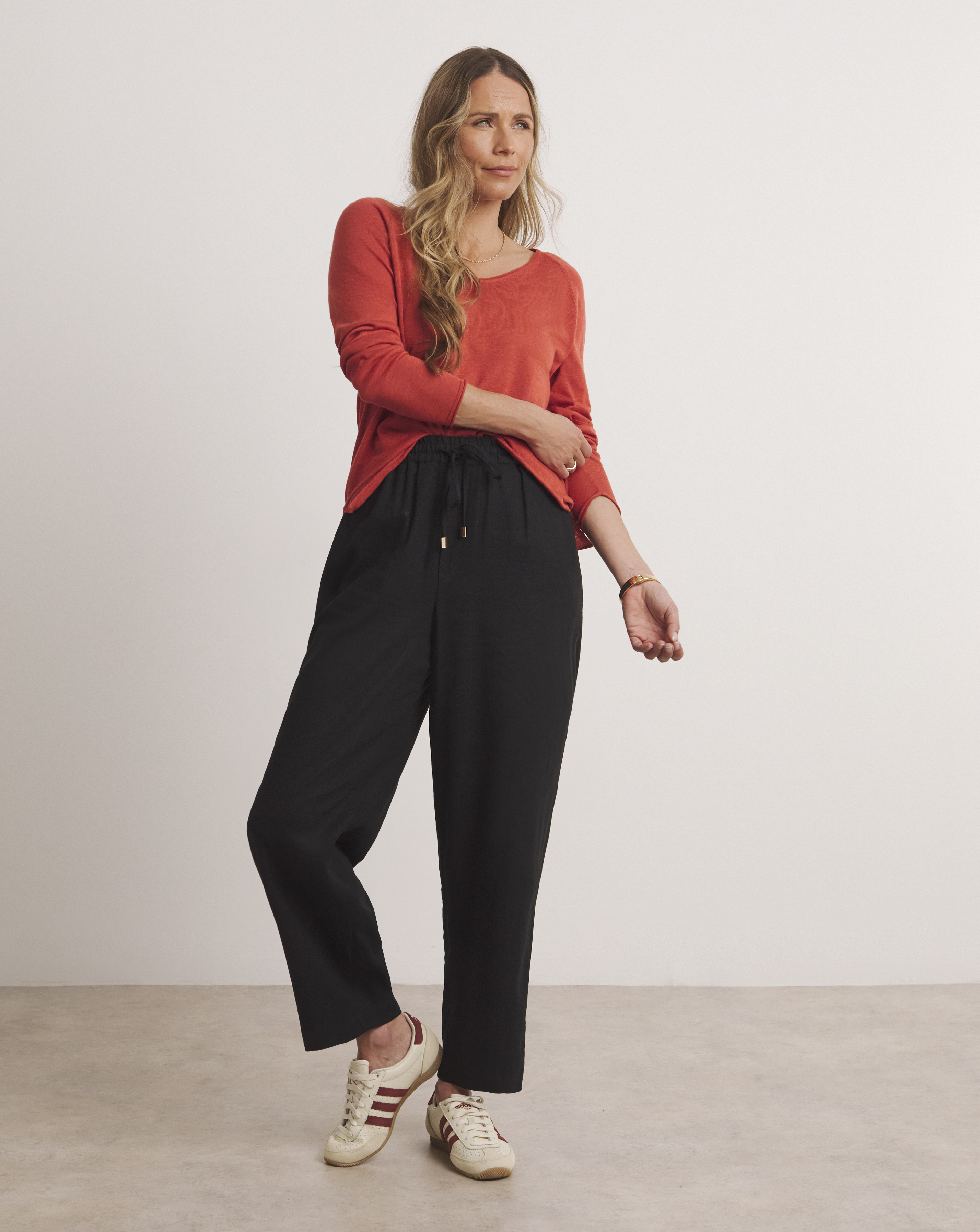 Anthology Linen Mix Barrel Leg Trousers