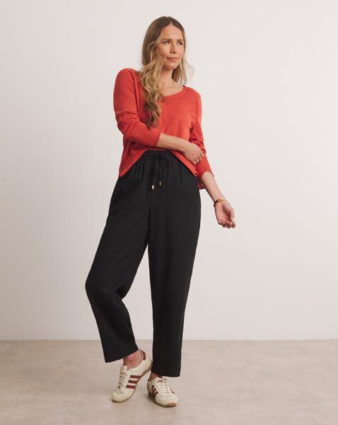 Anthology Linen Mix Barrel Leg Trousers