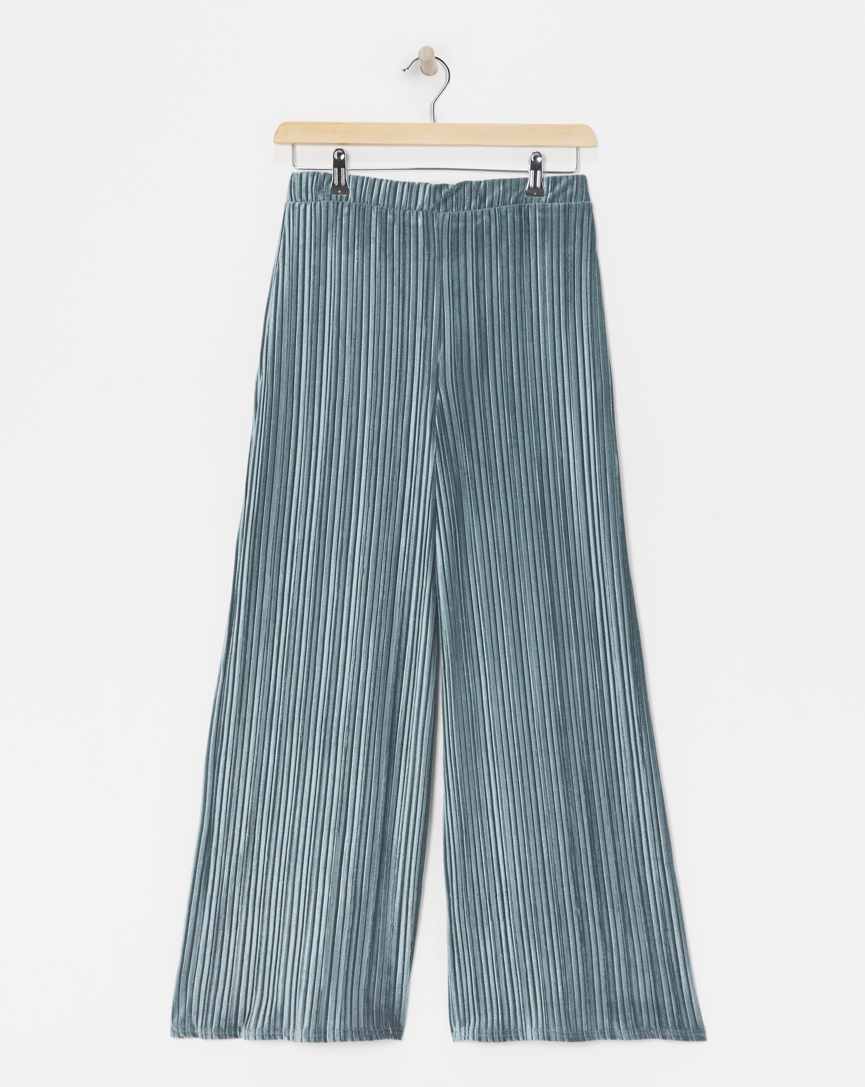 Pleated Velvet Wide Leg Pull On