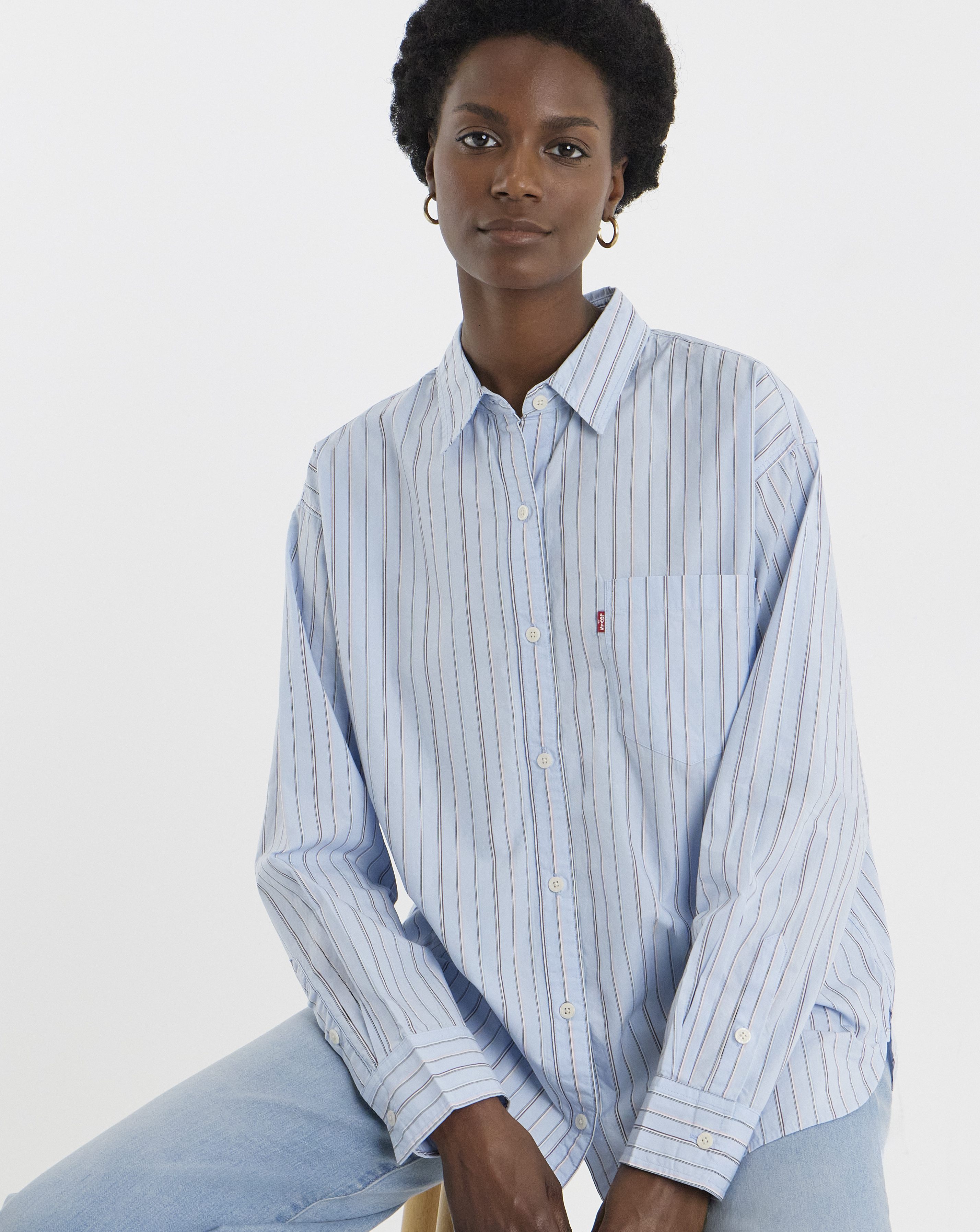 Levi's Women's Boyfriend Shirt Blue Size S