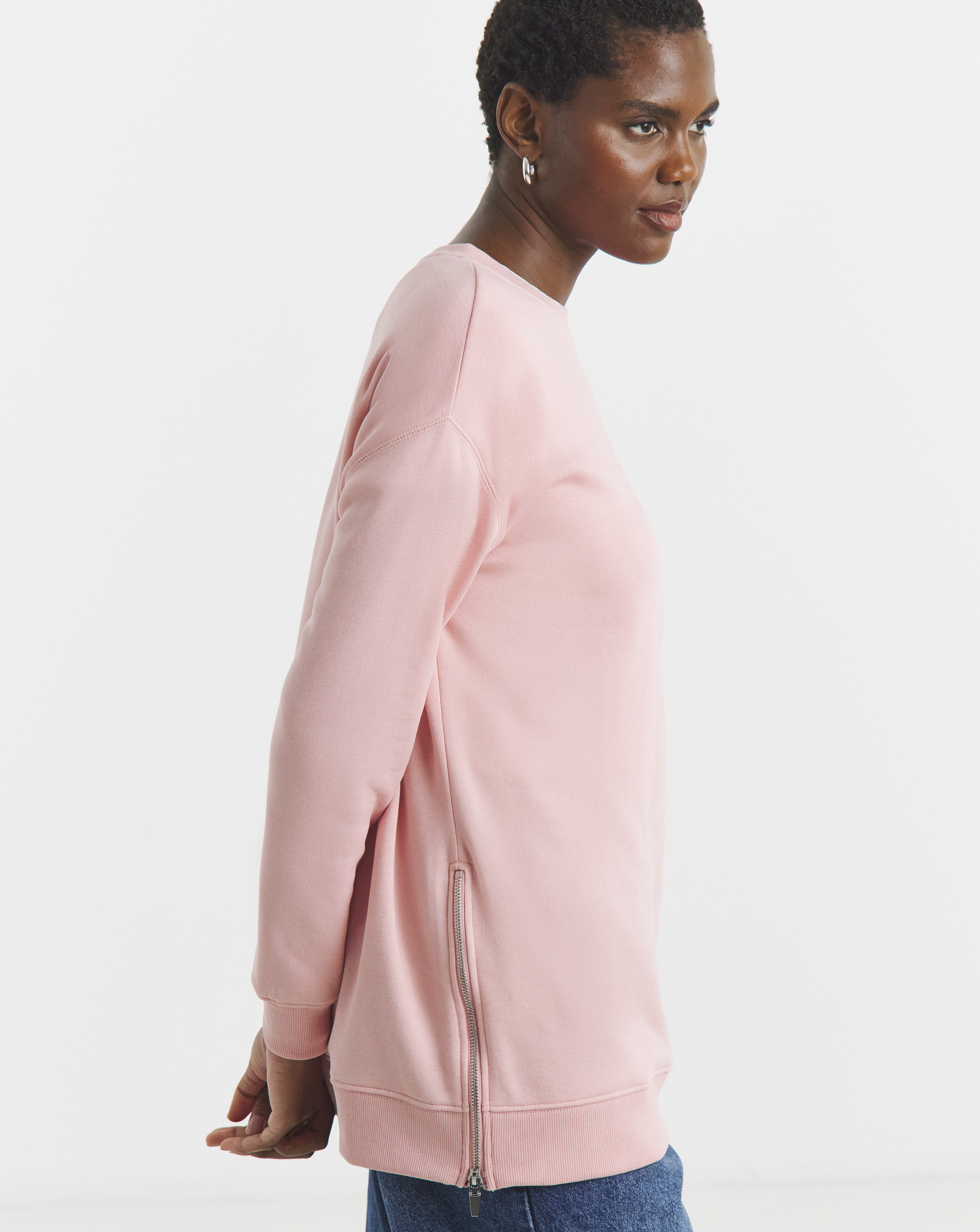 Side Zip Longline Sweat