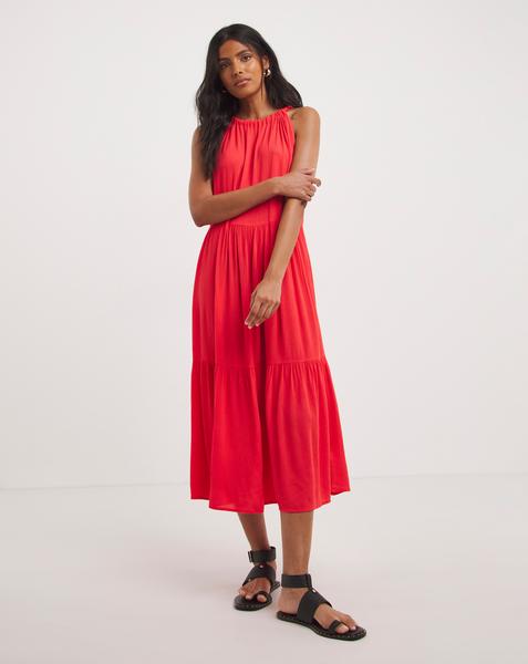 Viscose Crinkle Tiered Cami Dress