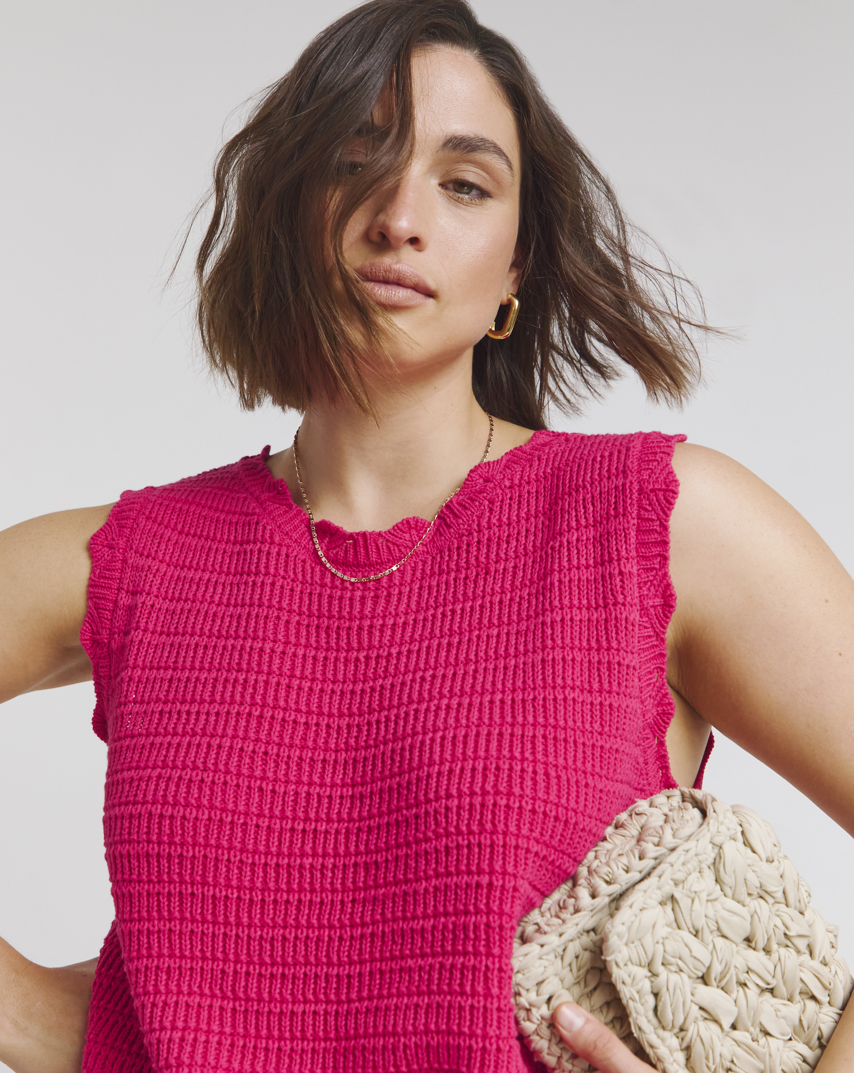 Simply Be Pink Crochet Knitted Vest