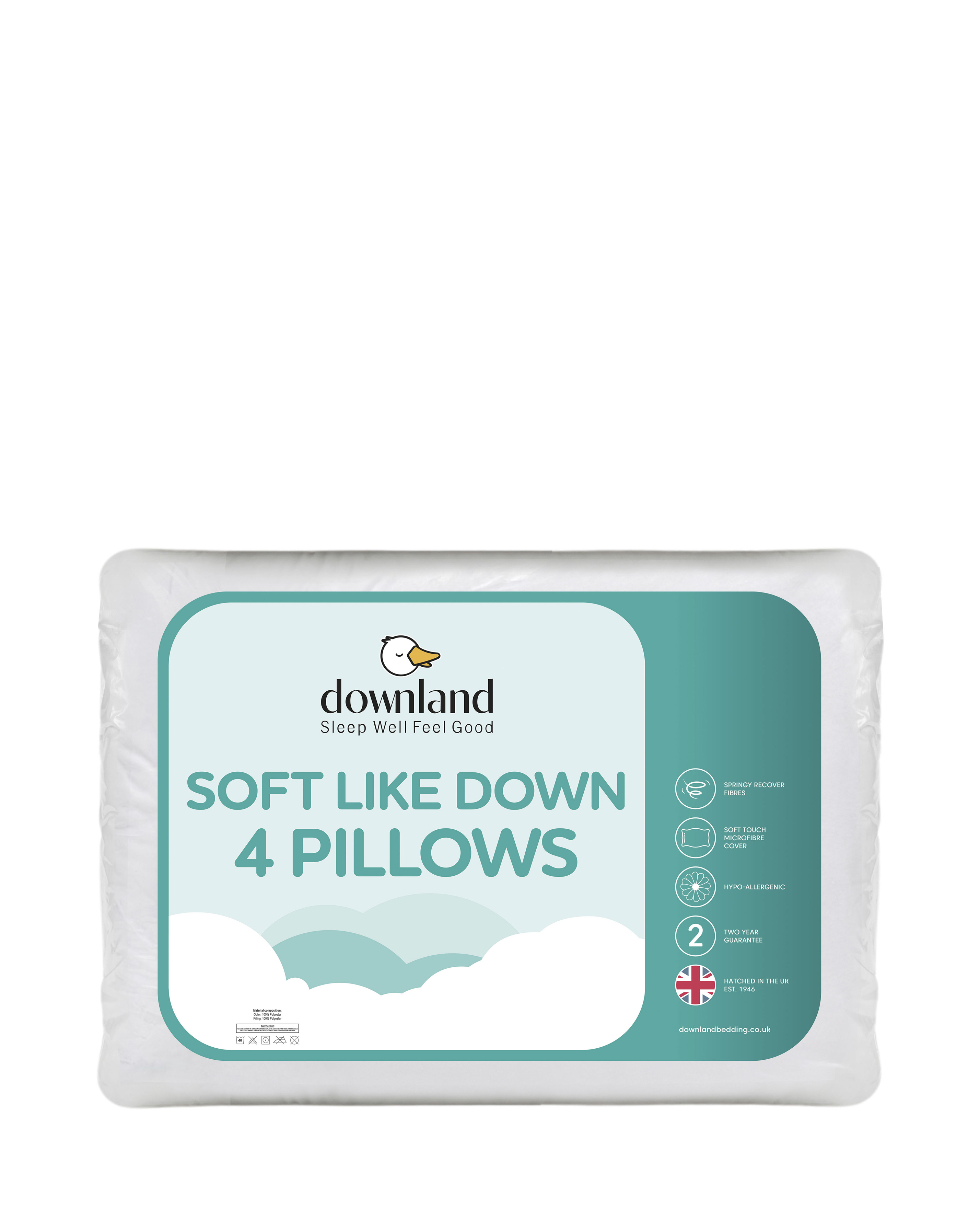 Downland Soft Like Down 4 Pack Pillows