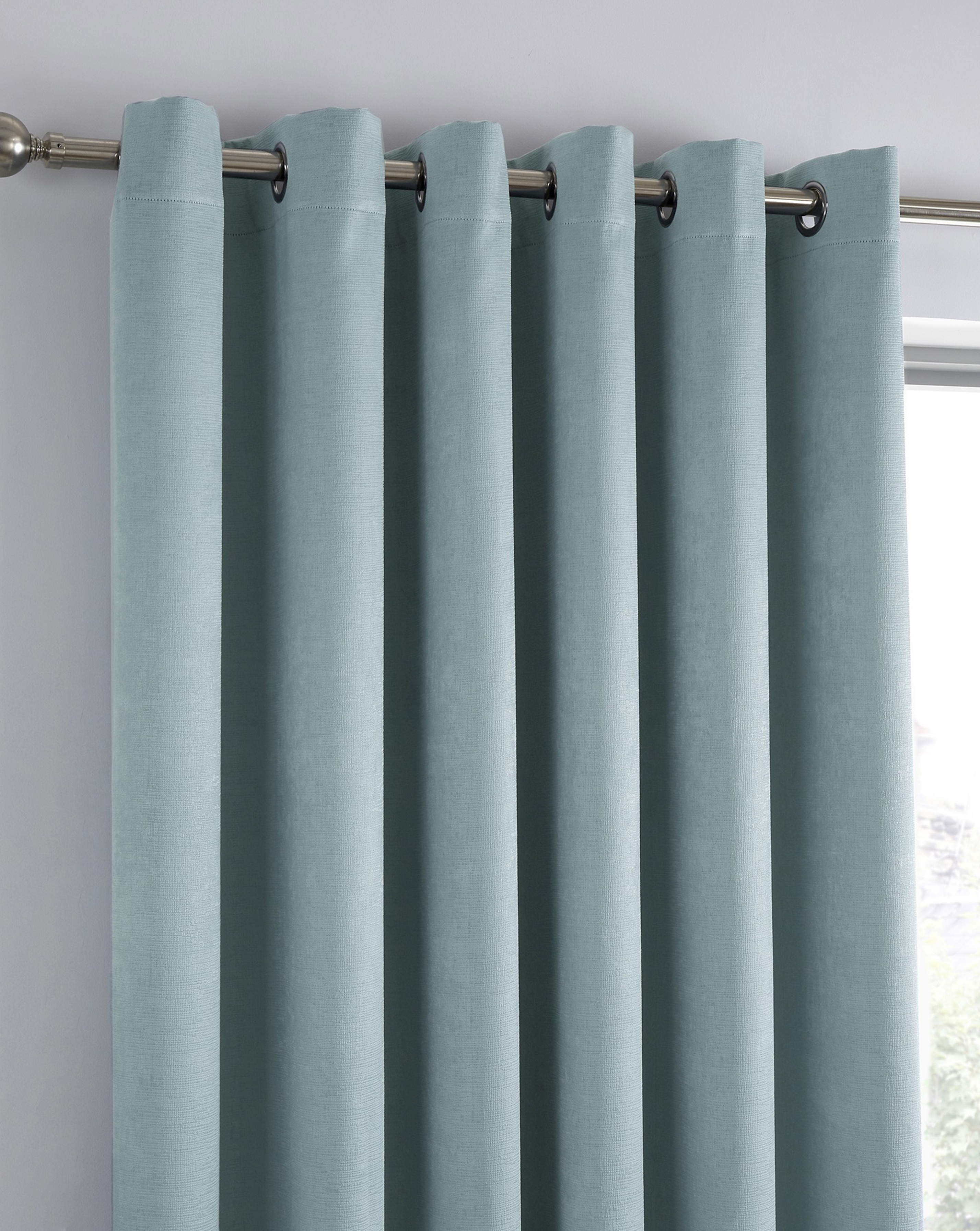 Fusion Duck Egg Strata Eyelet Curtains - Size 117 X 137Cm