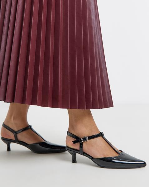 T Bar Pointed Toe Heeled Shoes Wide