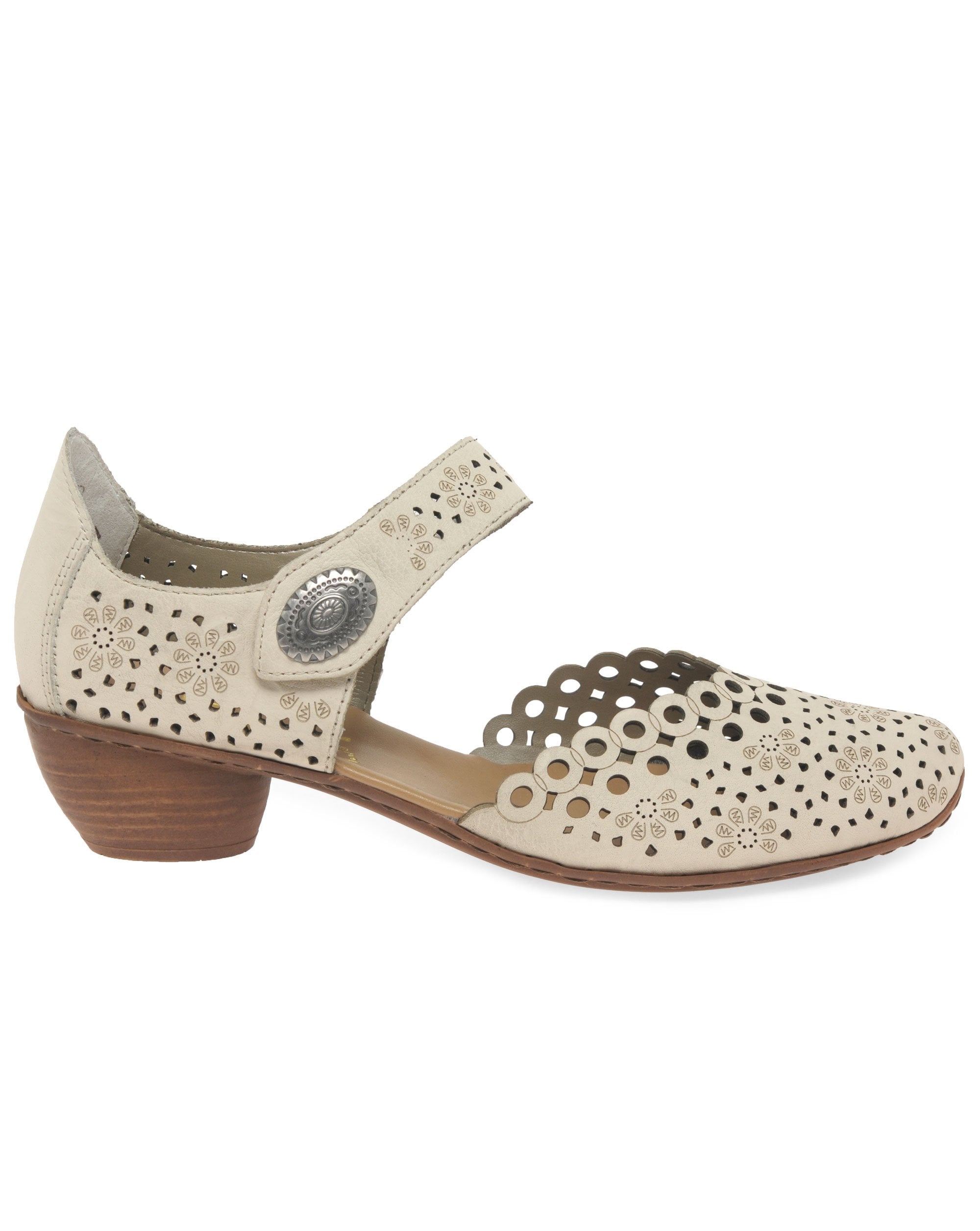 Rieker Women's Cuban-Heeled Mary Janes - Rkr41536 / 327 286 - Beige Leather Size 6 - Image 7