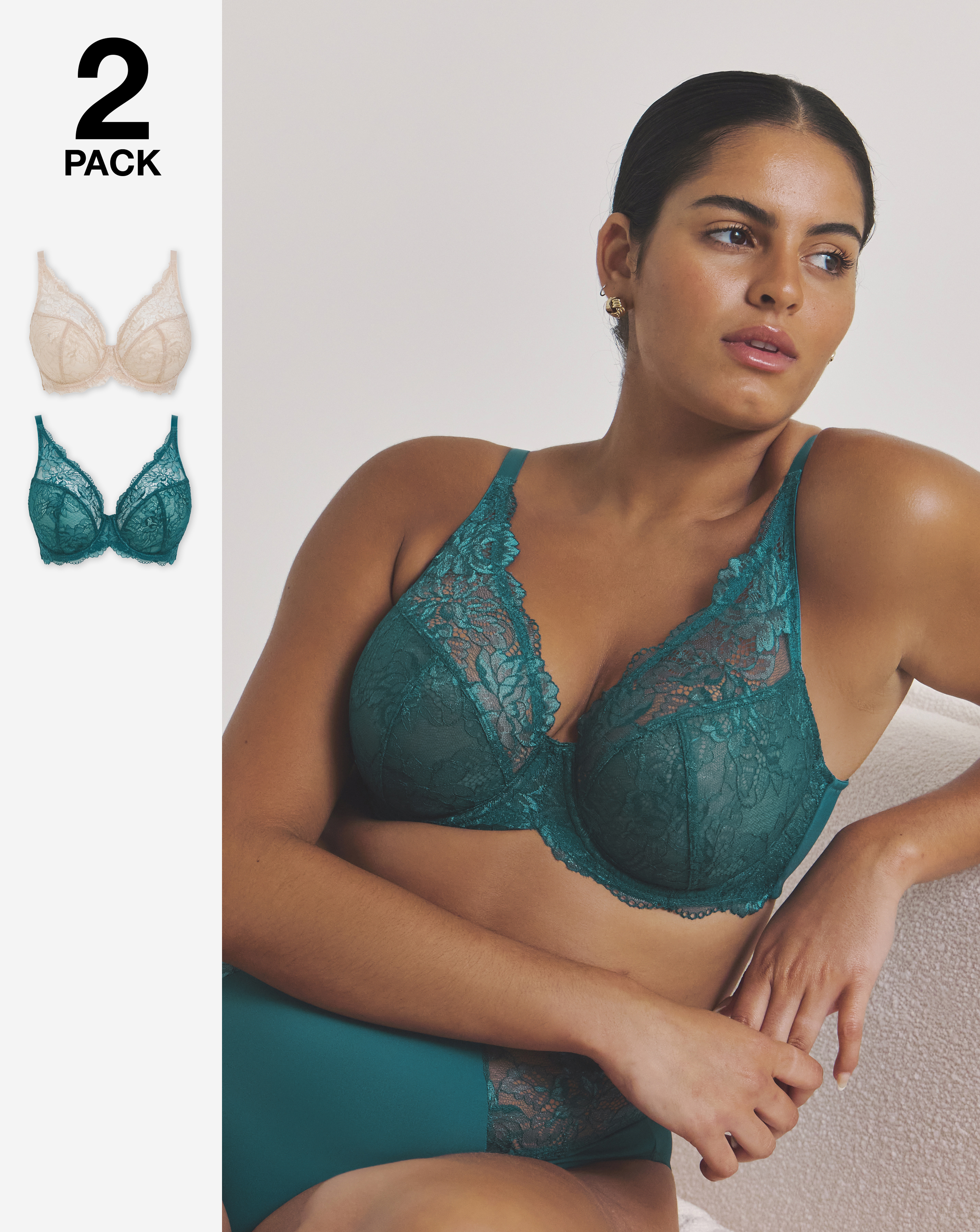 2 Pack Ella Full Cup Wired Bras