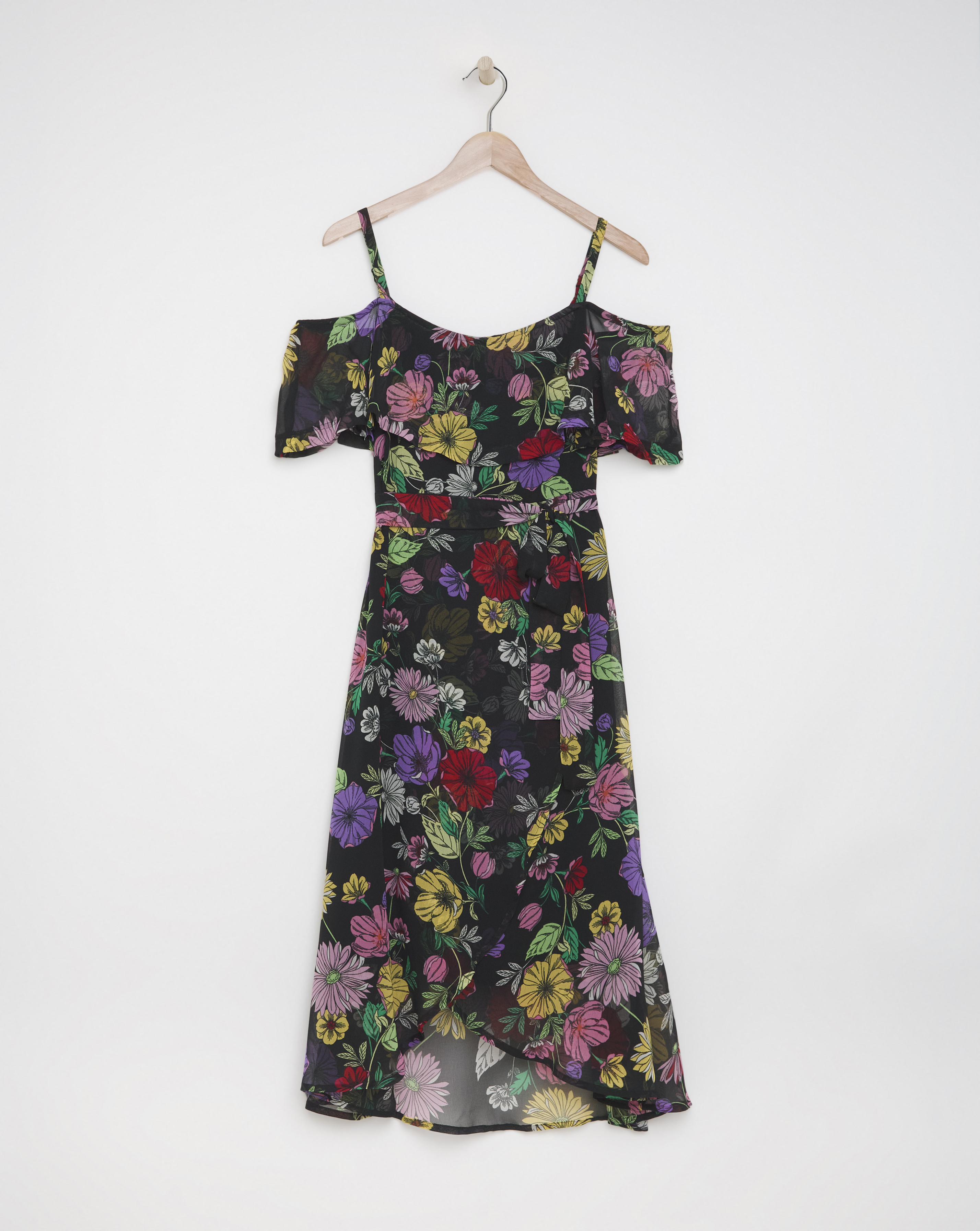 Simply Be - Women's Bardot Georgette Midi Dress - Size 10 - Black floral