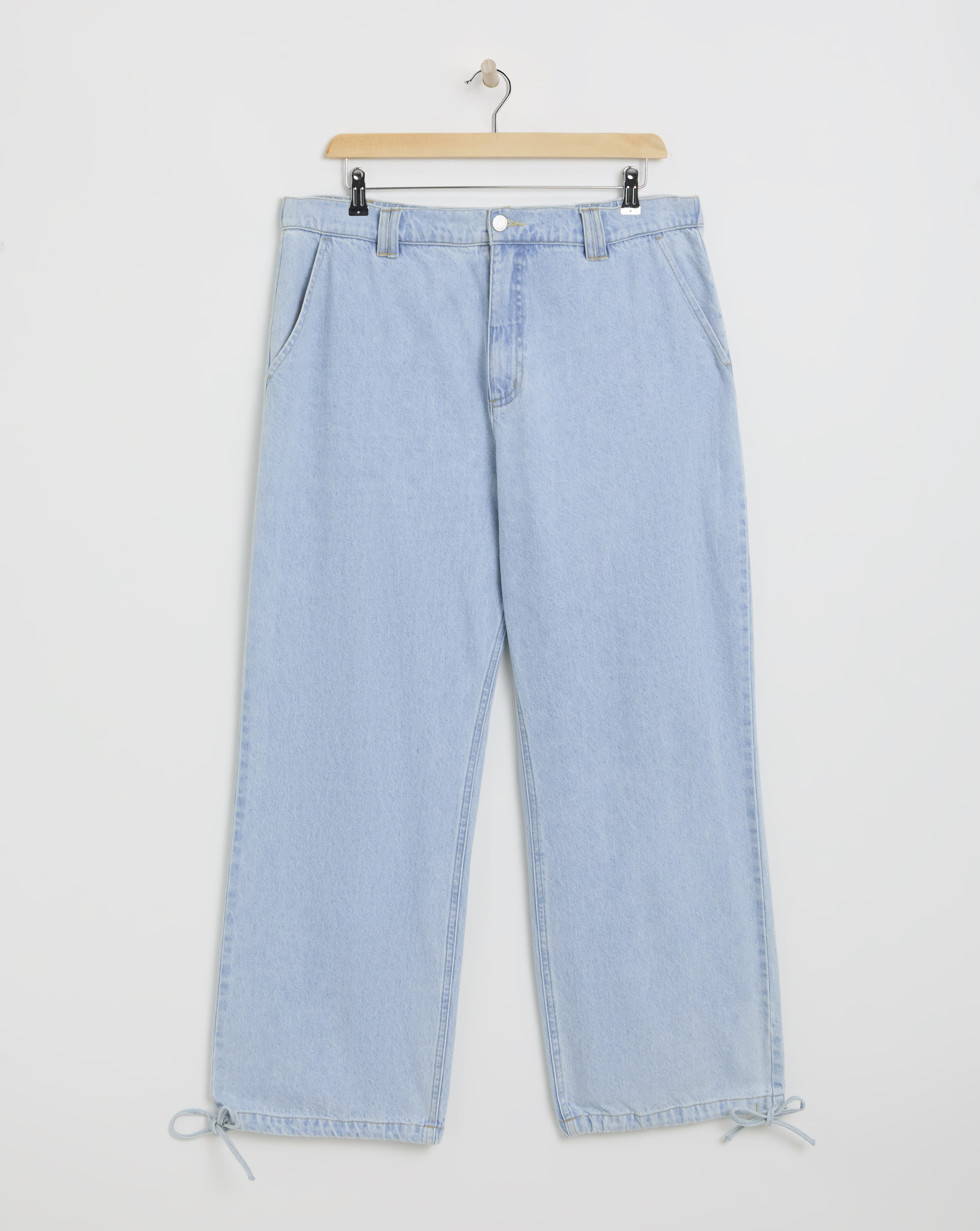 Light Wash Tie Detail Parachute Jeans