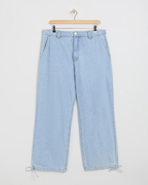 Light Wash Tie Detail Parachute Jeans