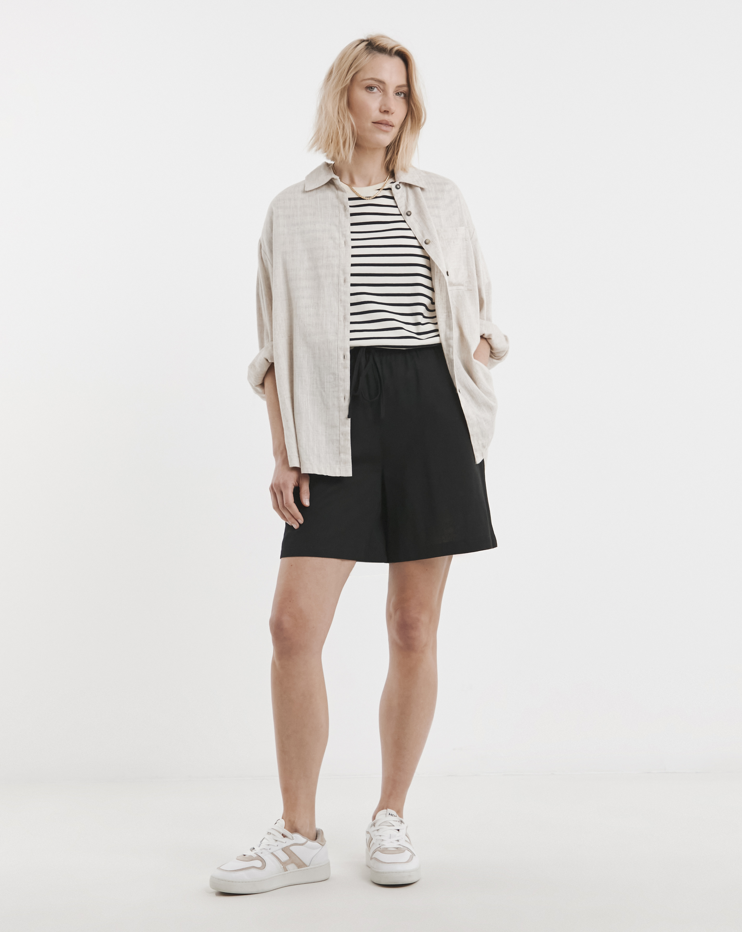 Linen Mix Knee Length Shorts
