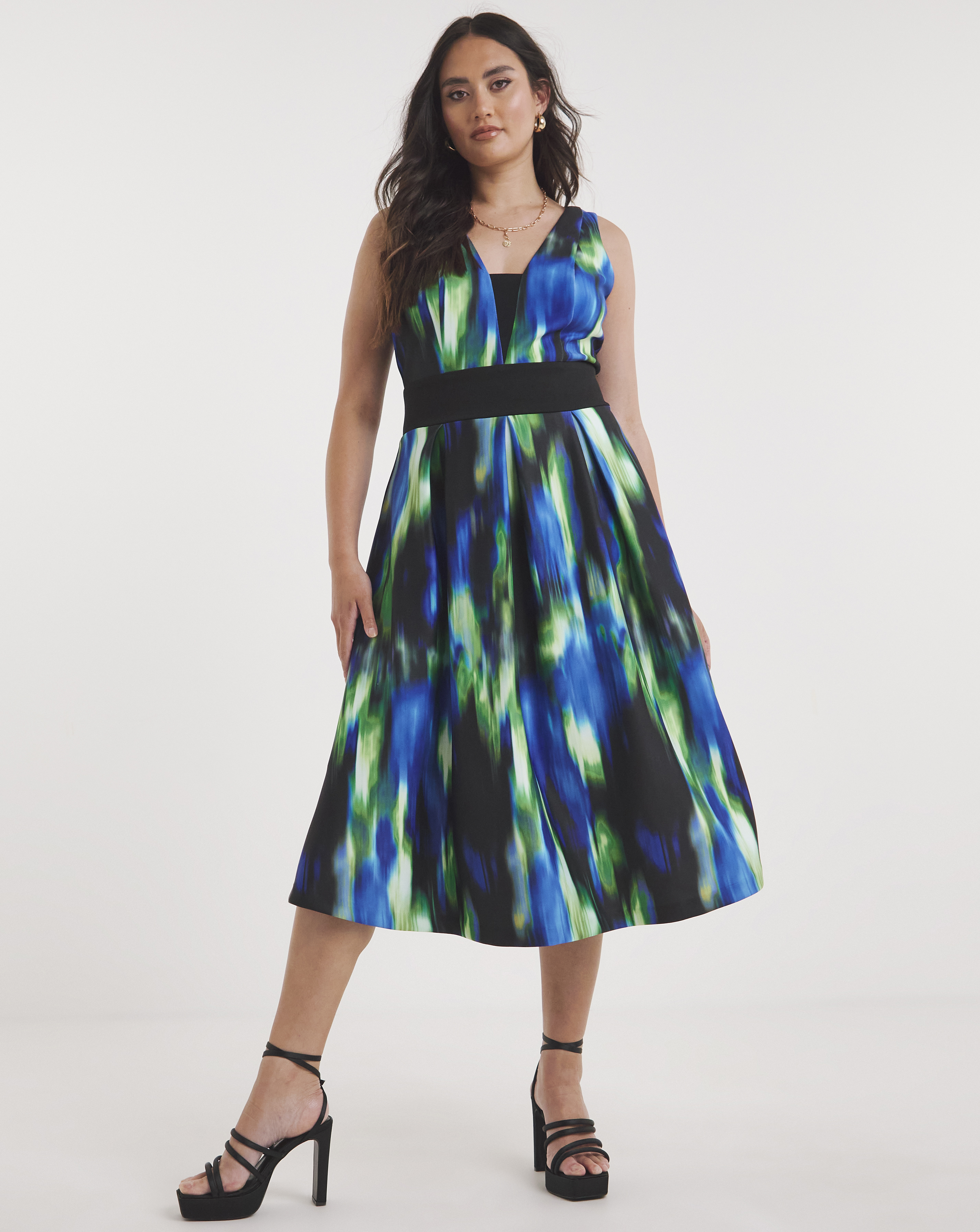 Joanna Hope Printed Scuba Prom Dress