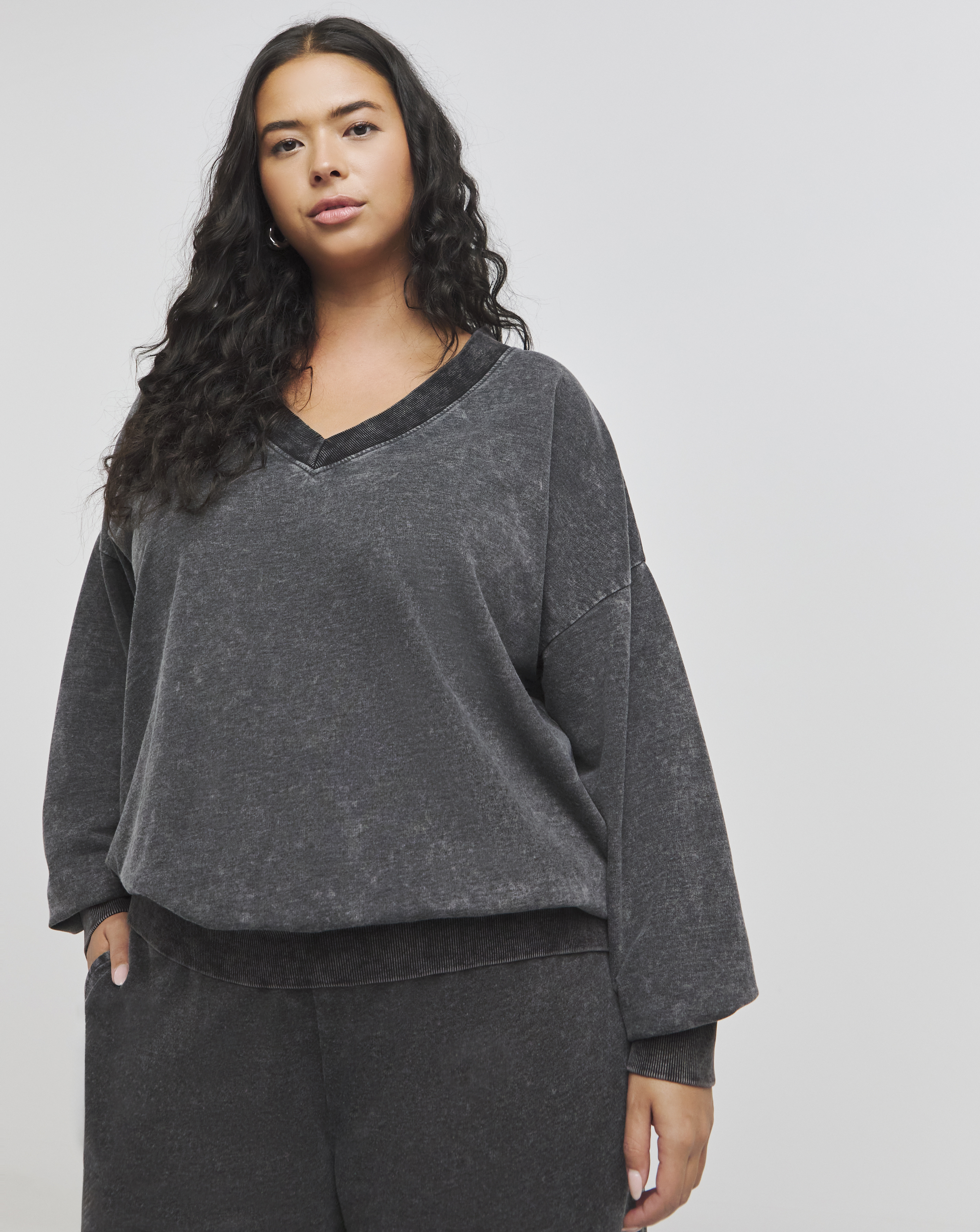 Deep V Neck Sweatshirt