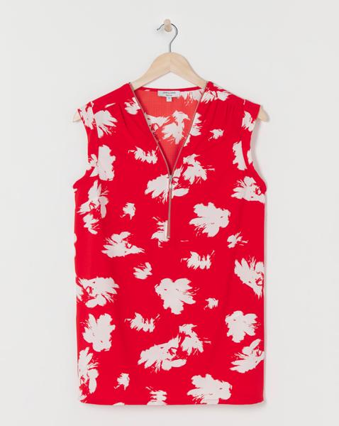 Printed Zip Front Top