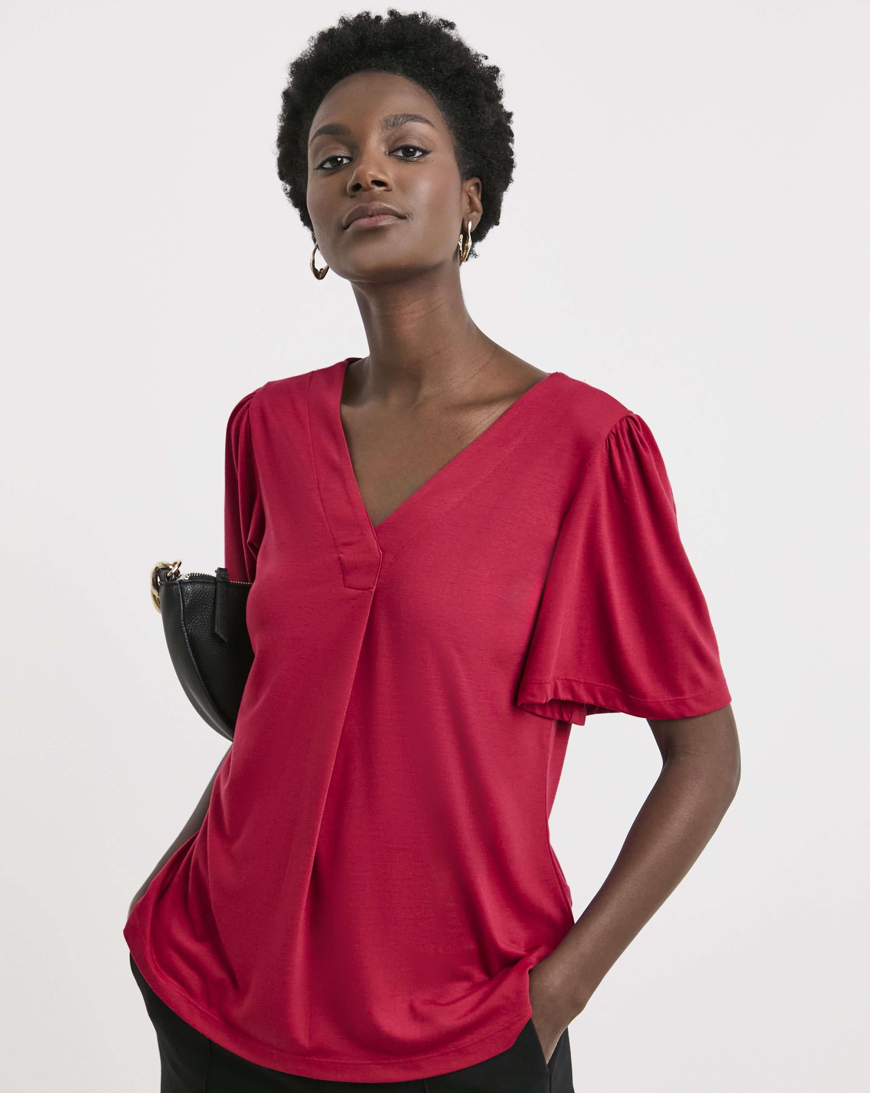 V Neck Angel Sleeve Top