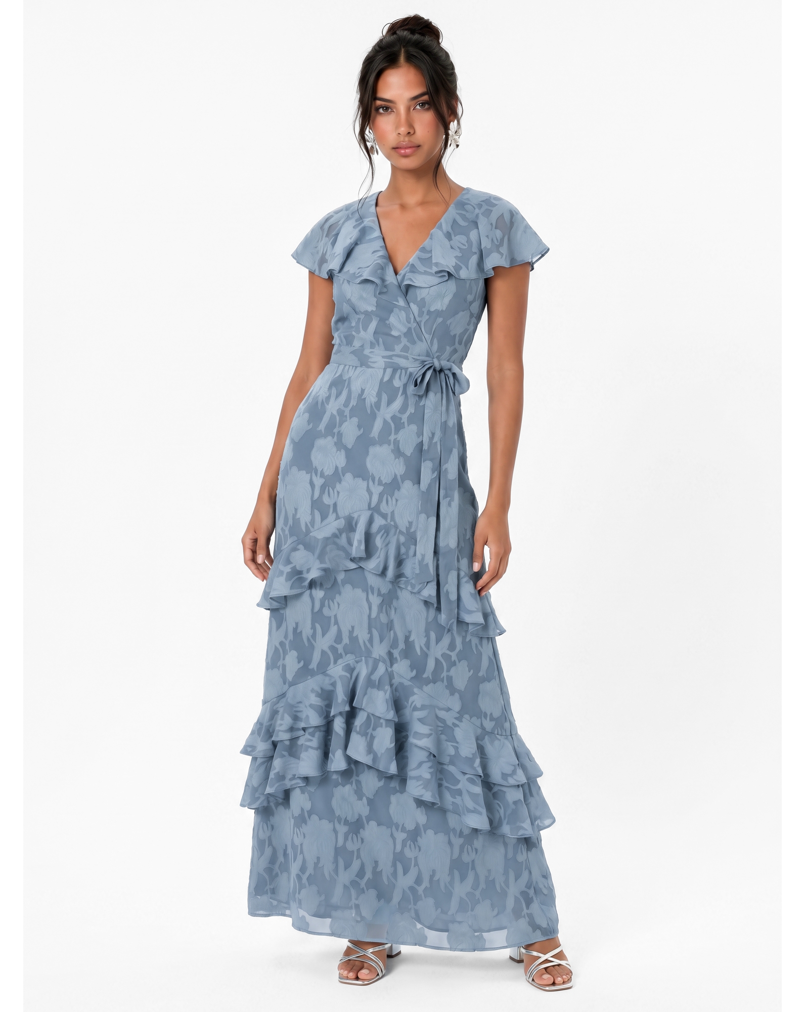 Anaya Burnout Fabric Maxi Dress