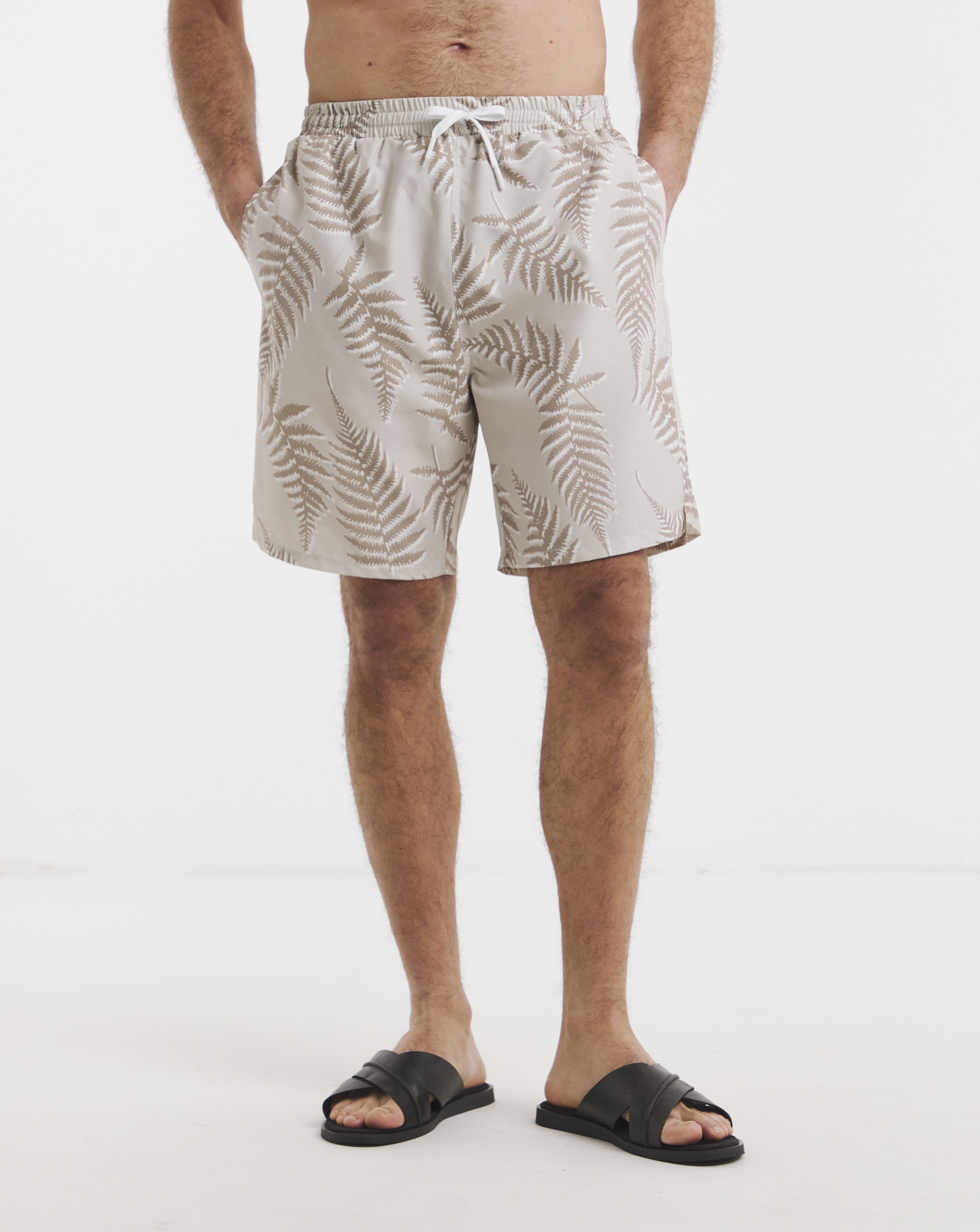 Leaf Print Swim Shorts Long