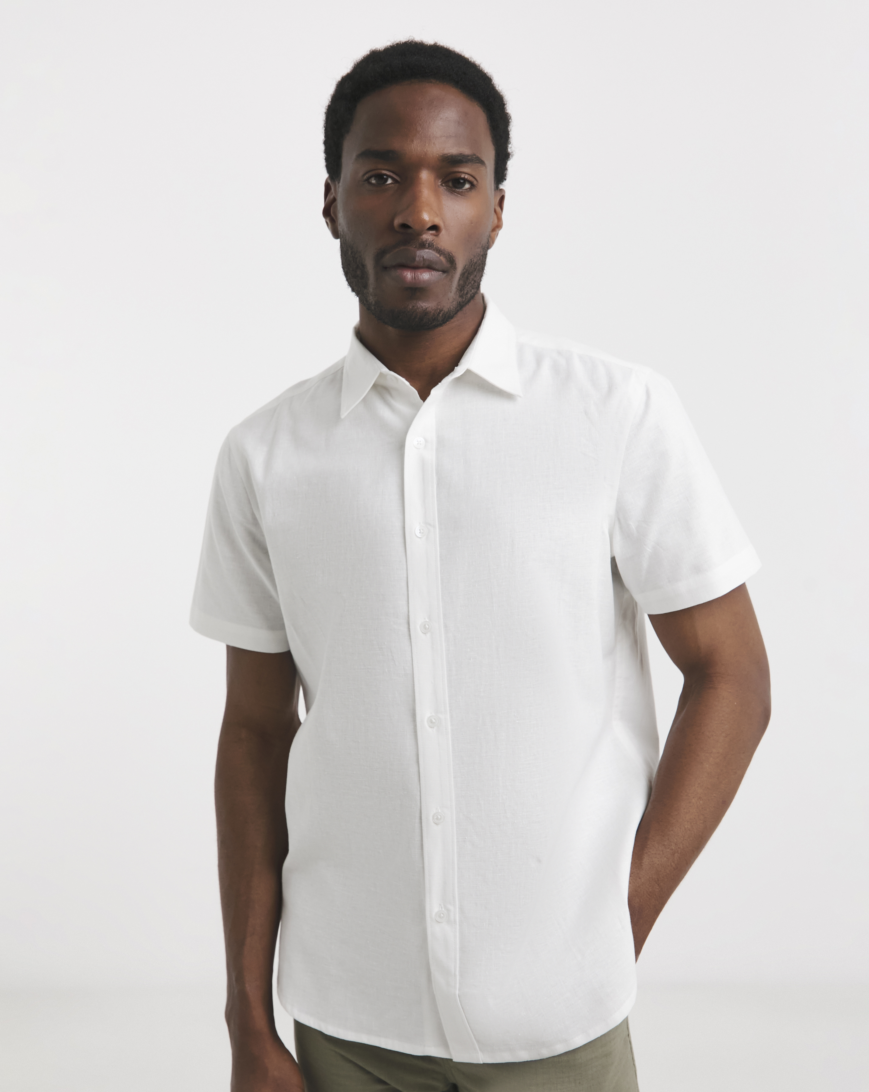 Short Sleeve Linen Blend Shirt