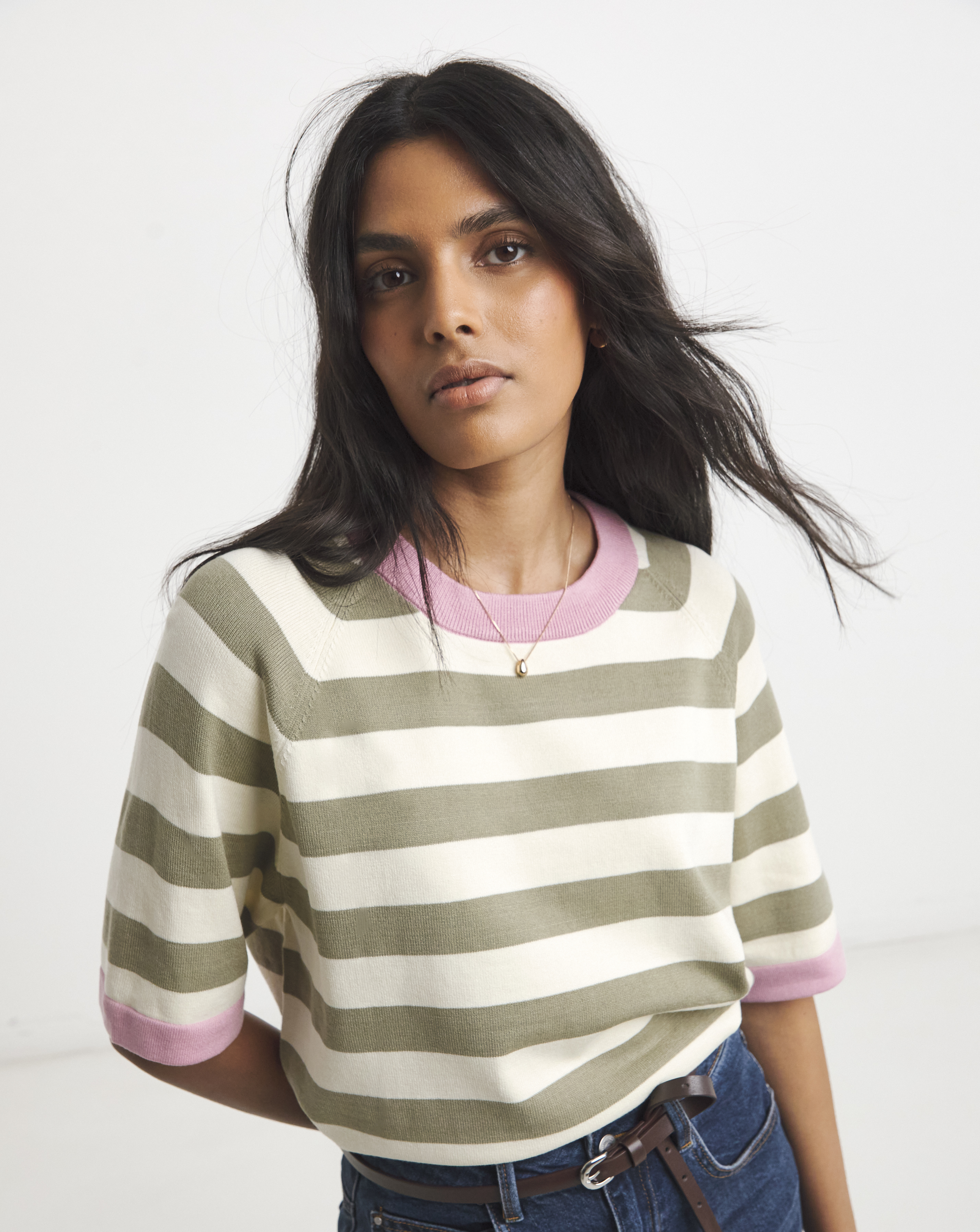 Simply Be Stripe Half Sleeve Jumper