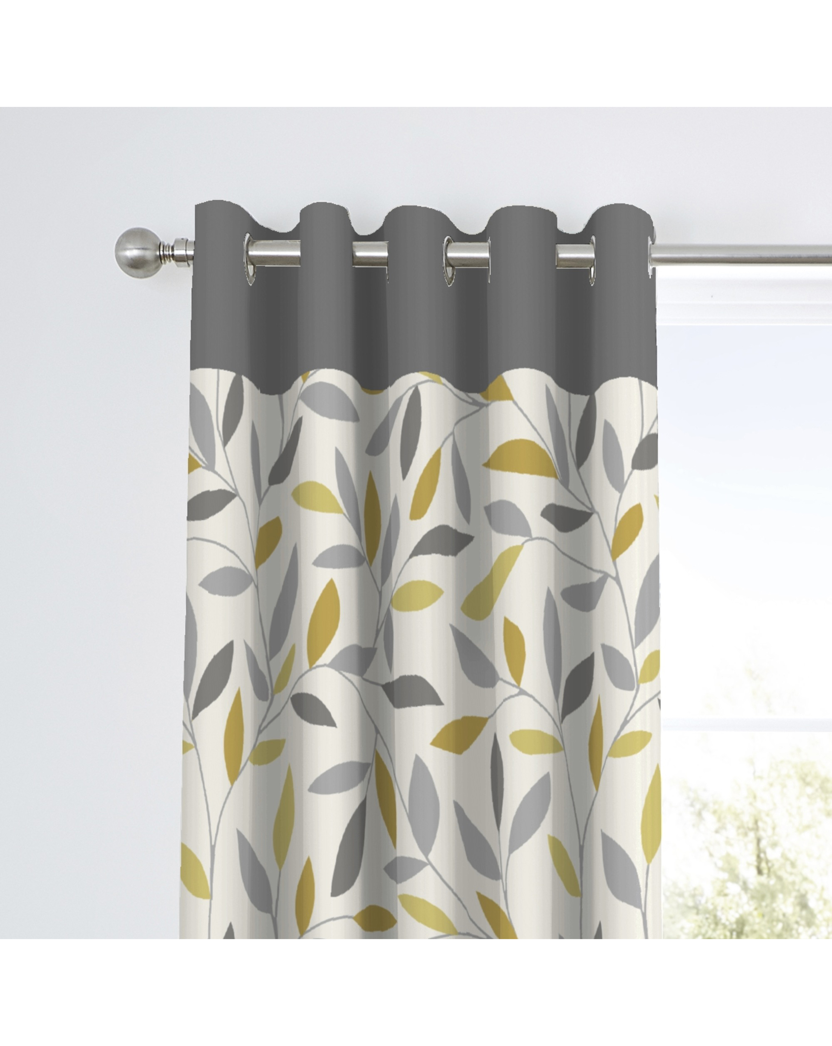 Fusion Ochre Beechwood Eyelet Curtains - Size 117 X 137Cm