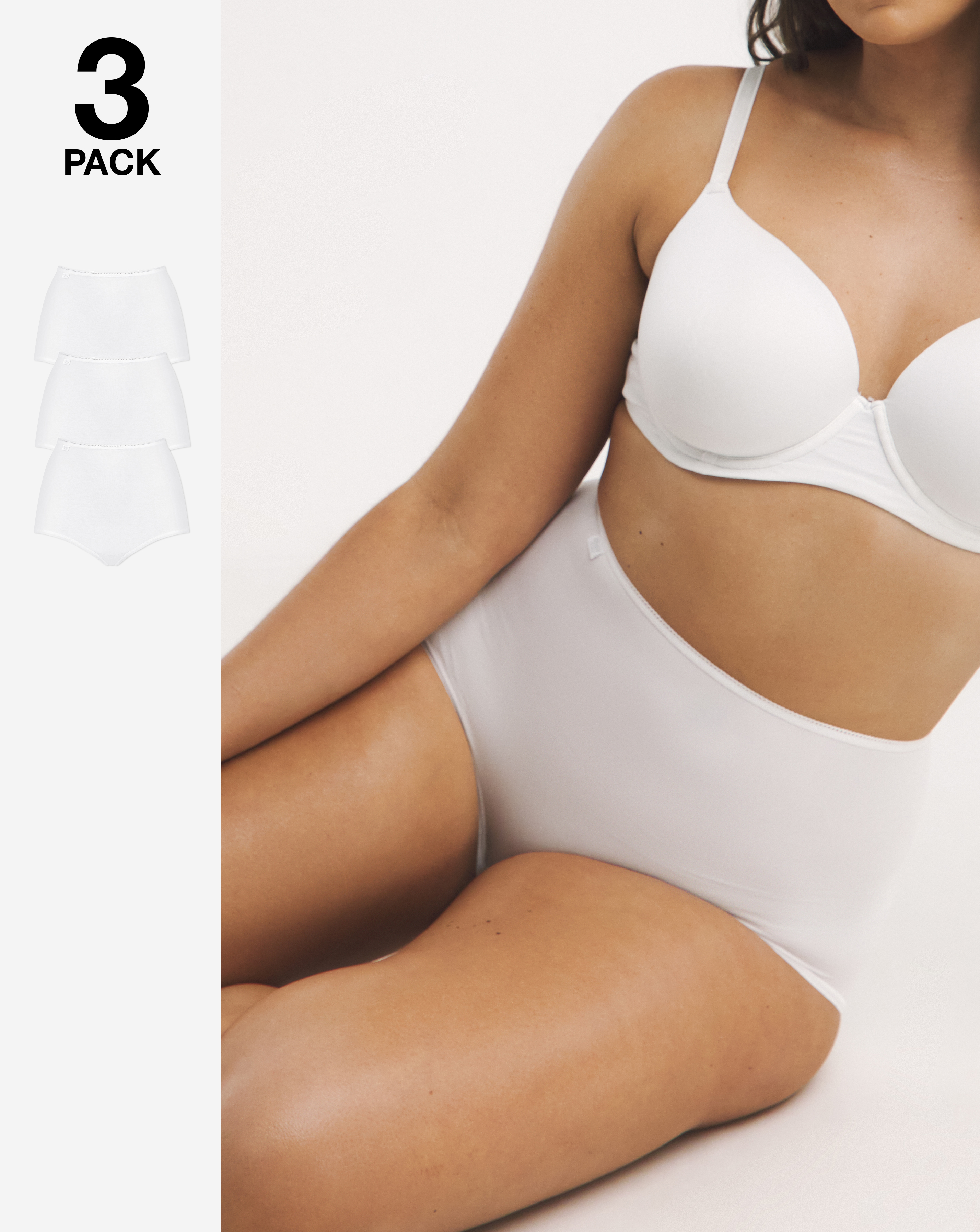 sloggi Sloggi 3Pack Microfibre Maxi Briefs In White | UK Size 12 Women's