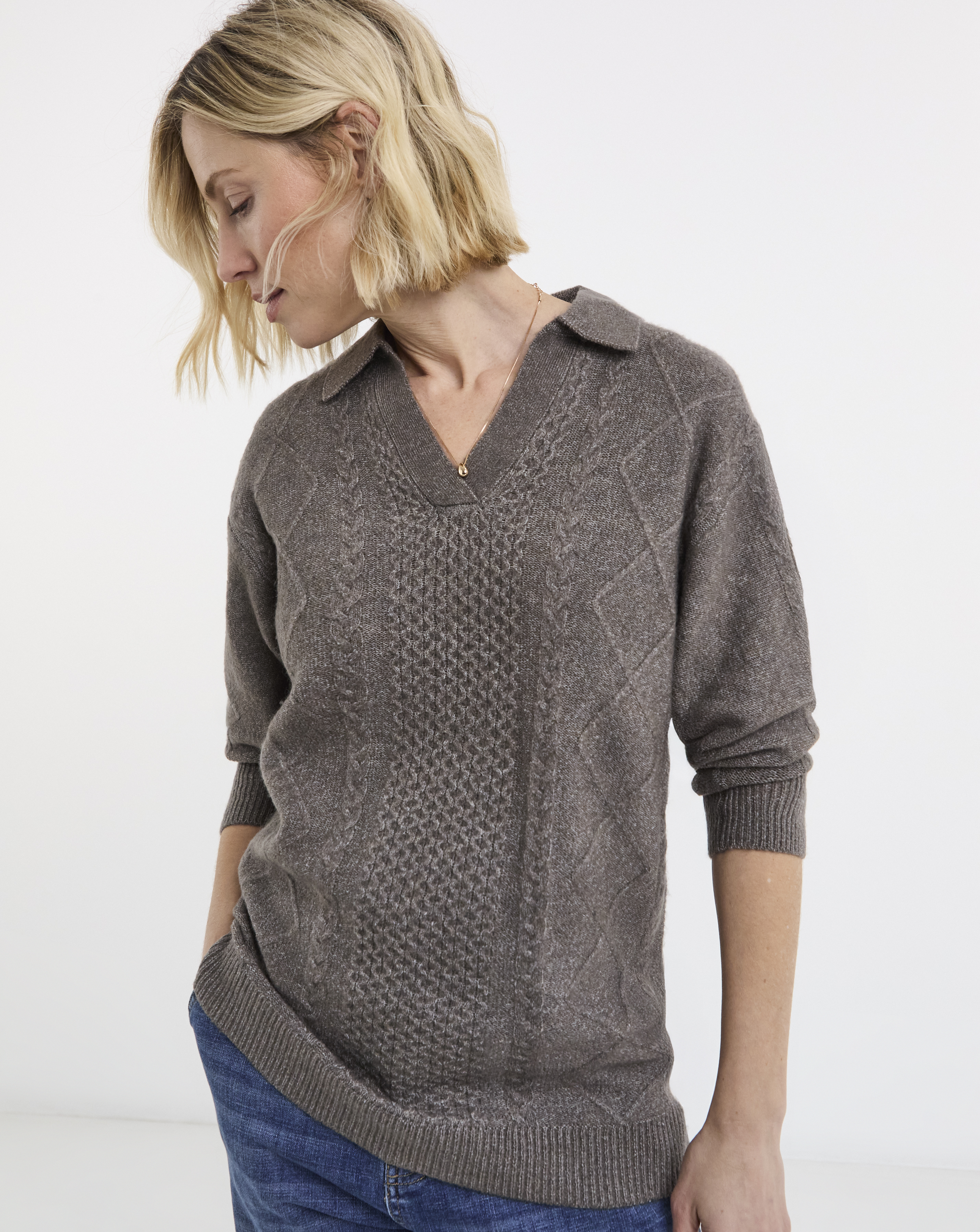 Longline Cable Knitted Jumper
