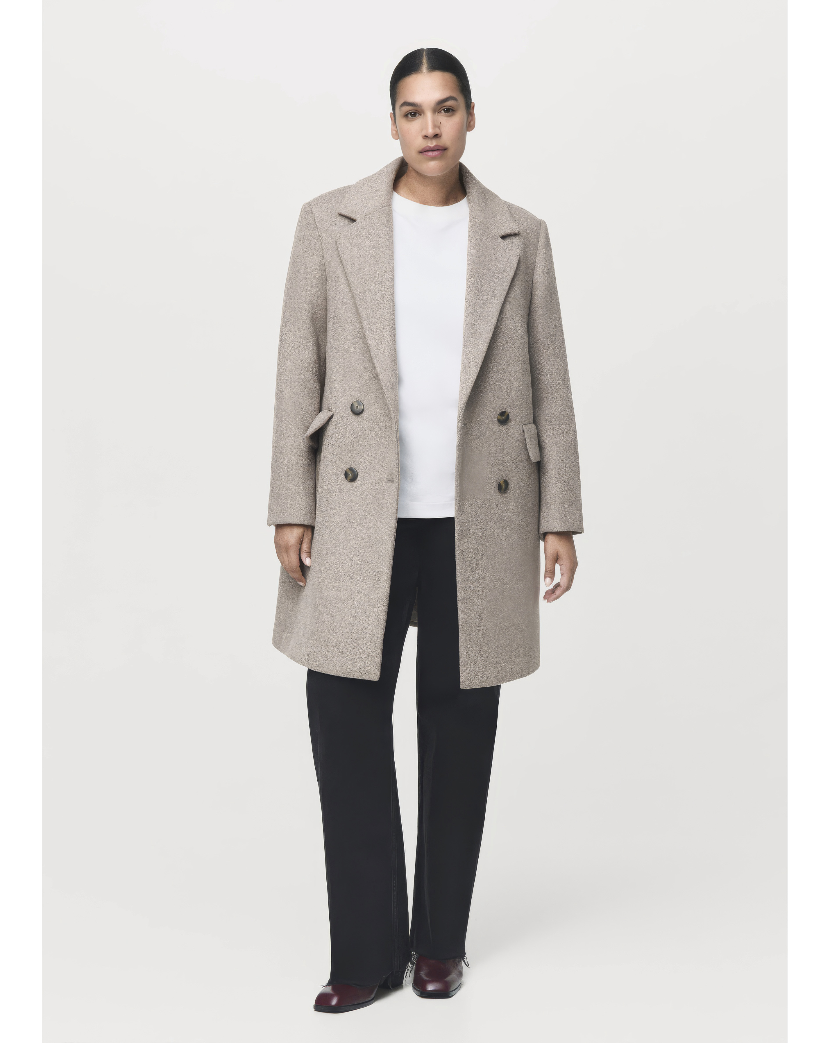 Mango Cream Button Up Coat