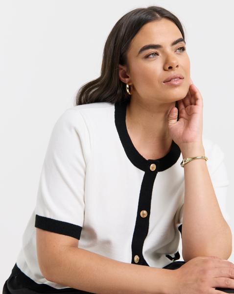 Contrast Short Sleeve Cardigan