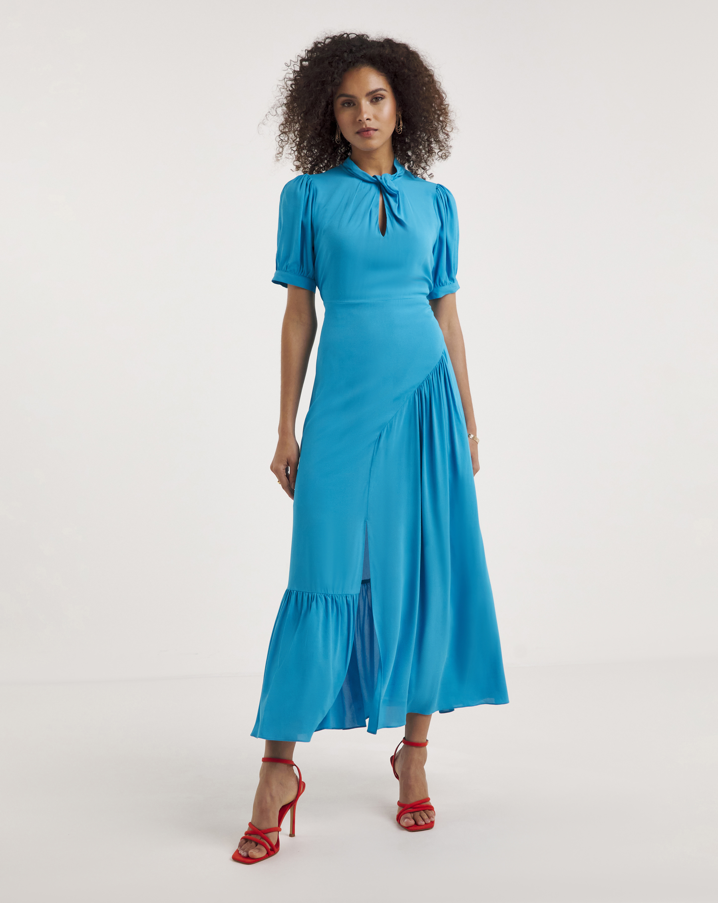 Ro&Zo Scarlett Blue Twist Neck Dress