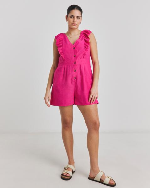 Pink - Women's - Figleaves Miami Button Front Playsuit - Size 10