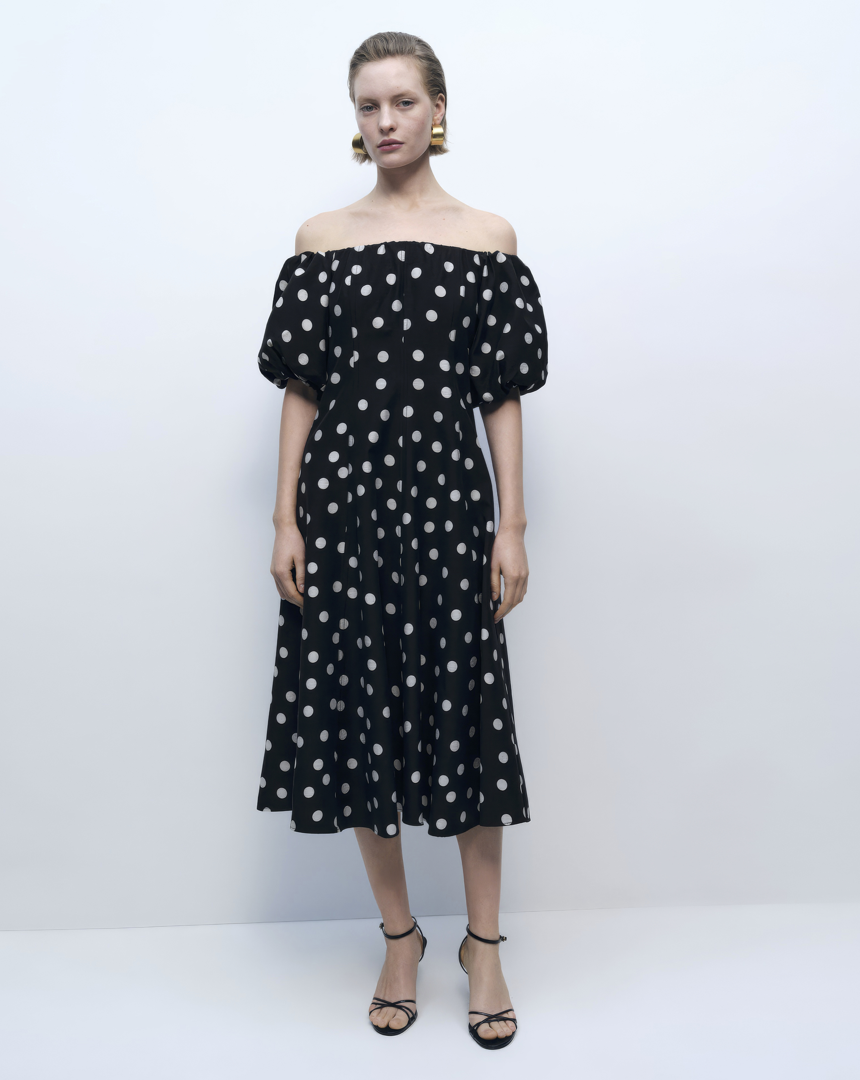 Mango Strapless Polka-Dot Dress