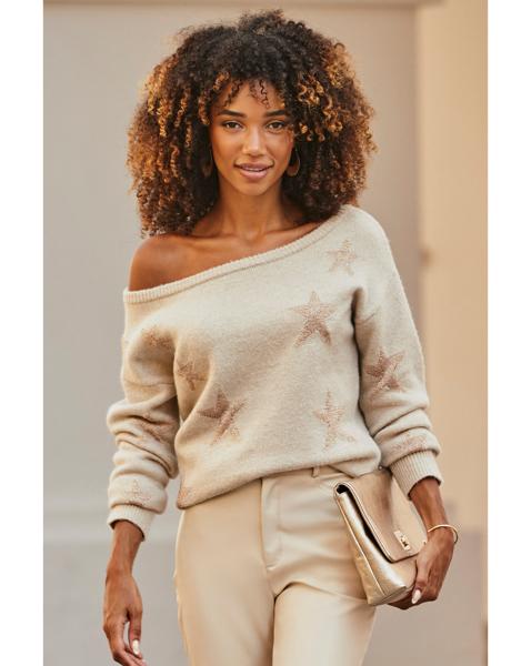 Sosandar Star Off The Shoulder Jumper