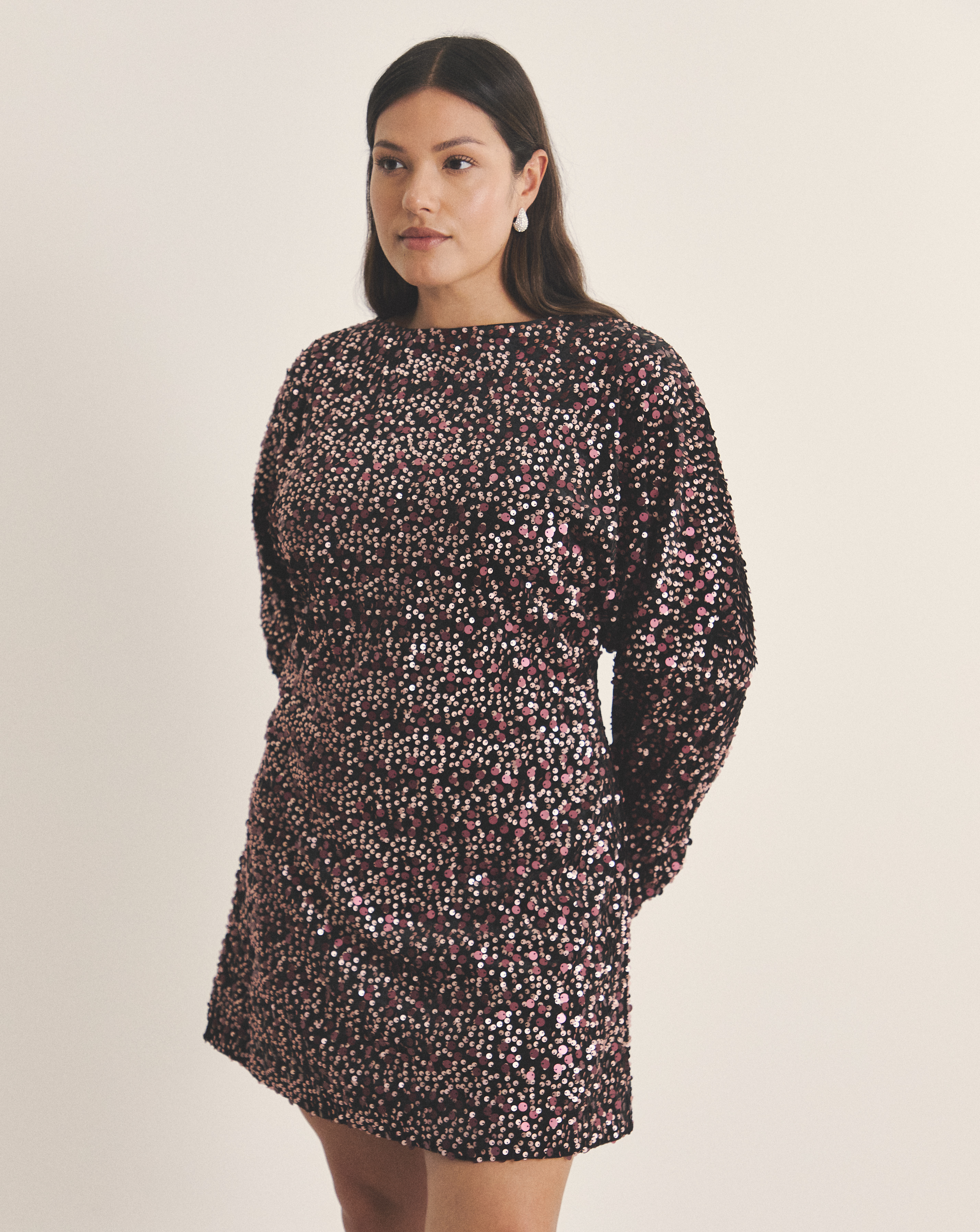 Burgundy Velour Sequin Mini Dress