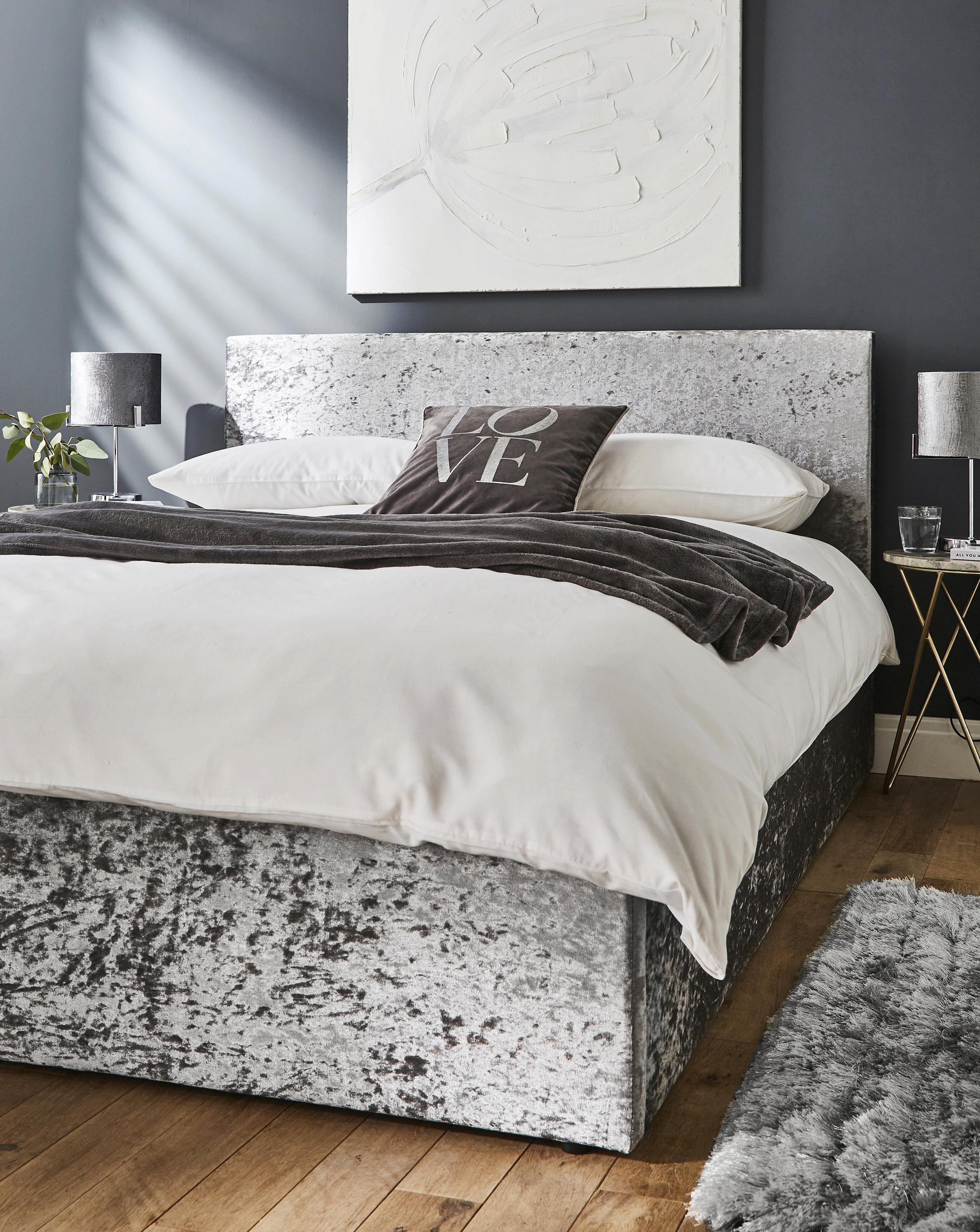 Hayden Crush Velvet Ottoman & Mattress