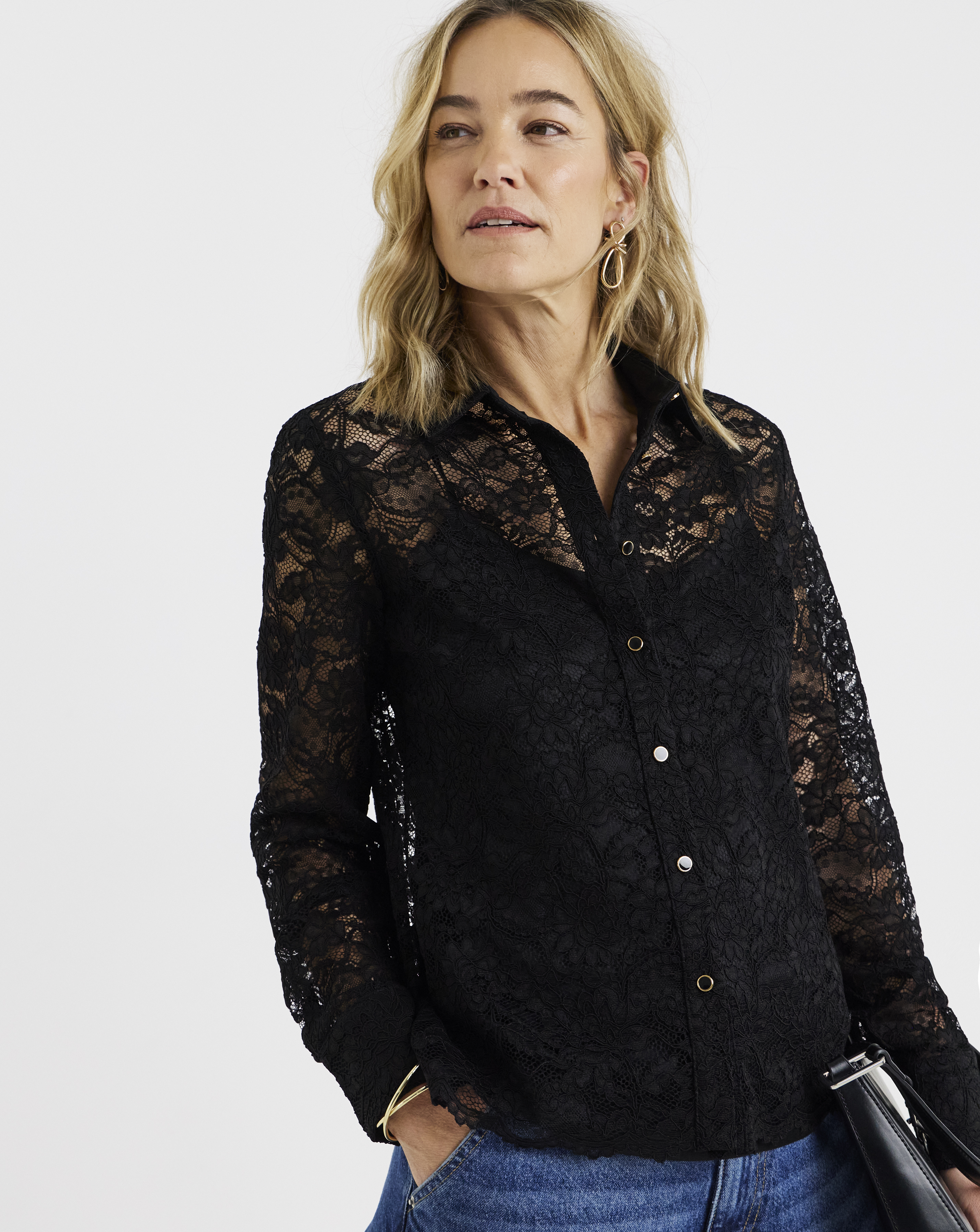 Lace Scallop Hem Shirt