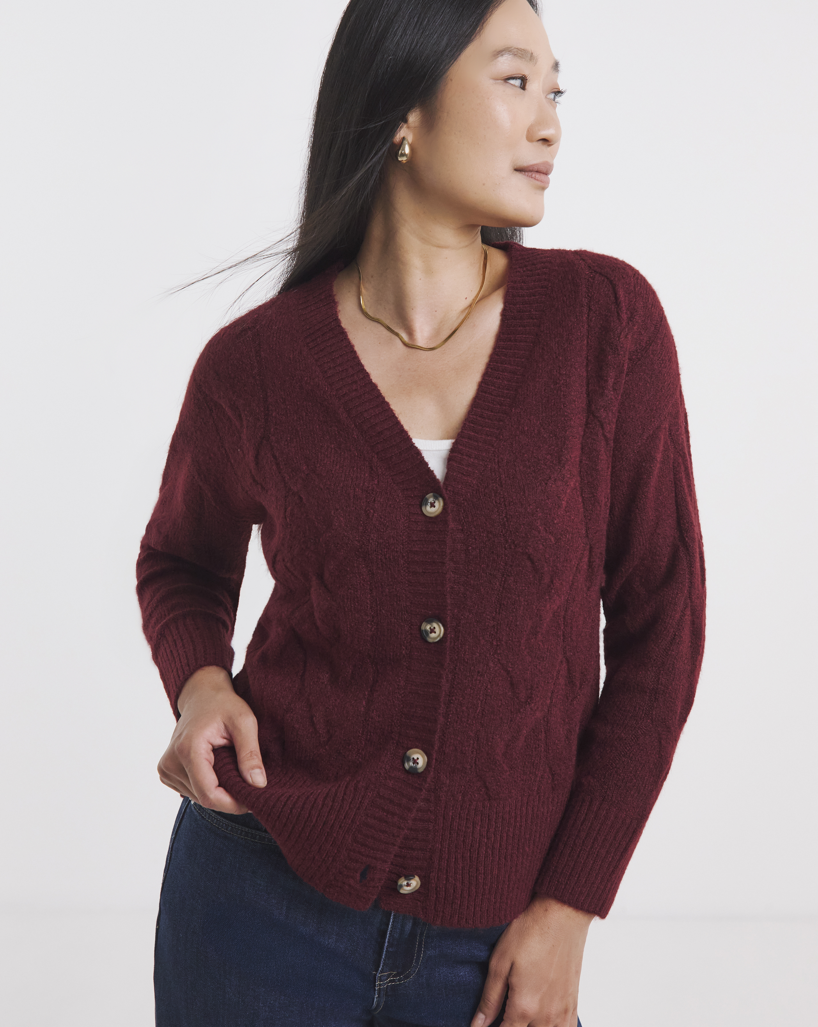SPONGE CABLE CARDIGAN
