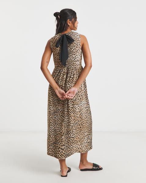 Simply Be Animal Printed Waffle Tie Back Midi Dress - Image
