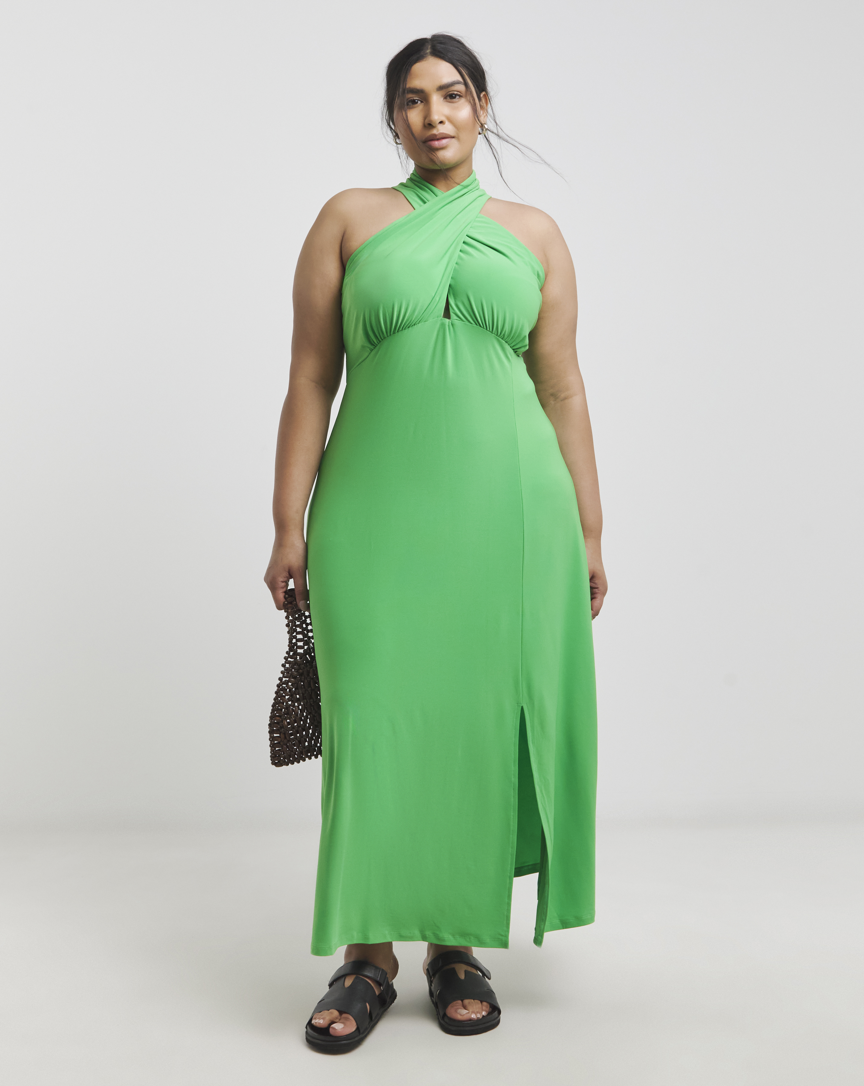 Simply Be - Women's Green Halterneck Maxi Dress - Size 22 - Green - 96% Polyester 4% Elastane