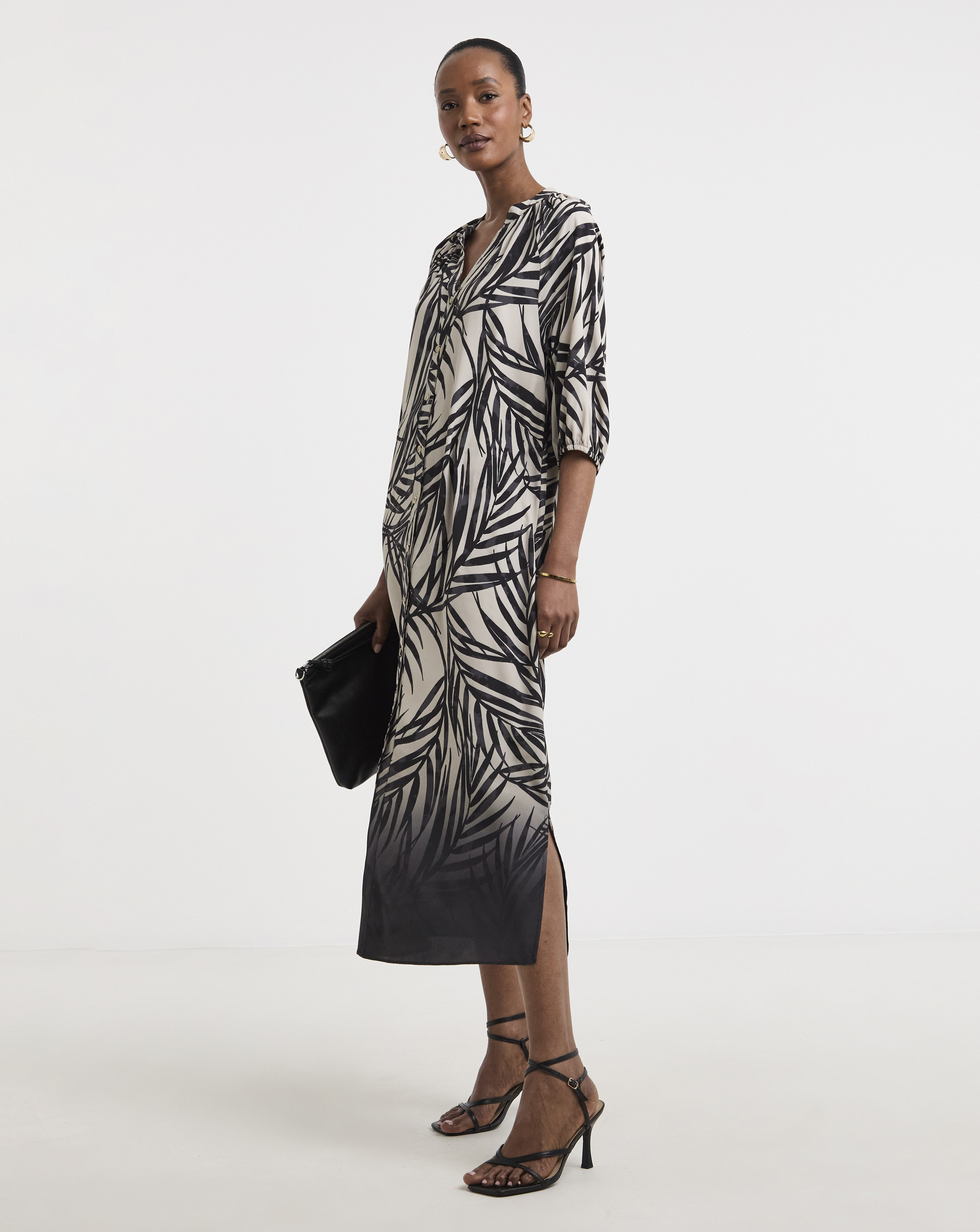 Printed Textured Kaftan Dress