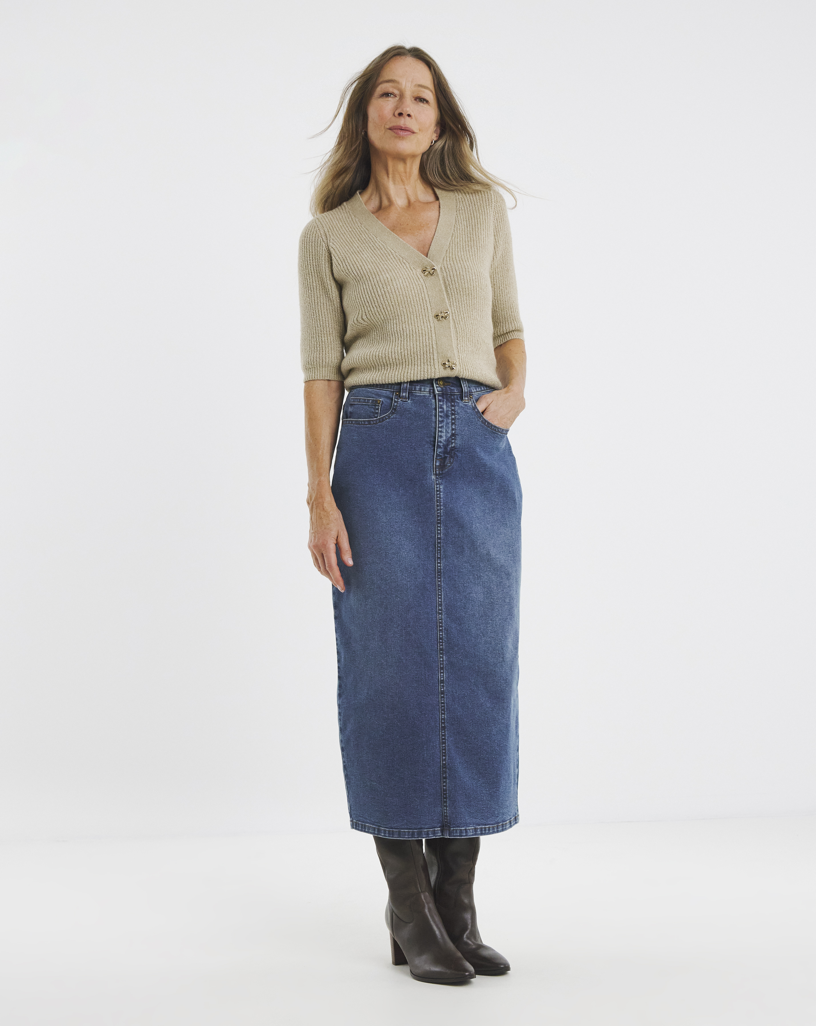 24/7 Mid Blue Maxi Skirt