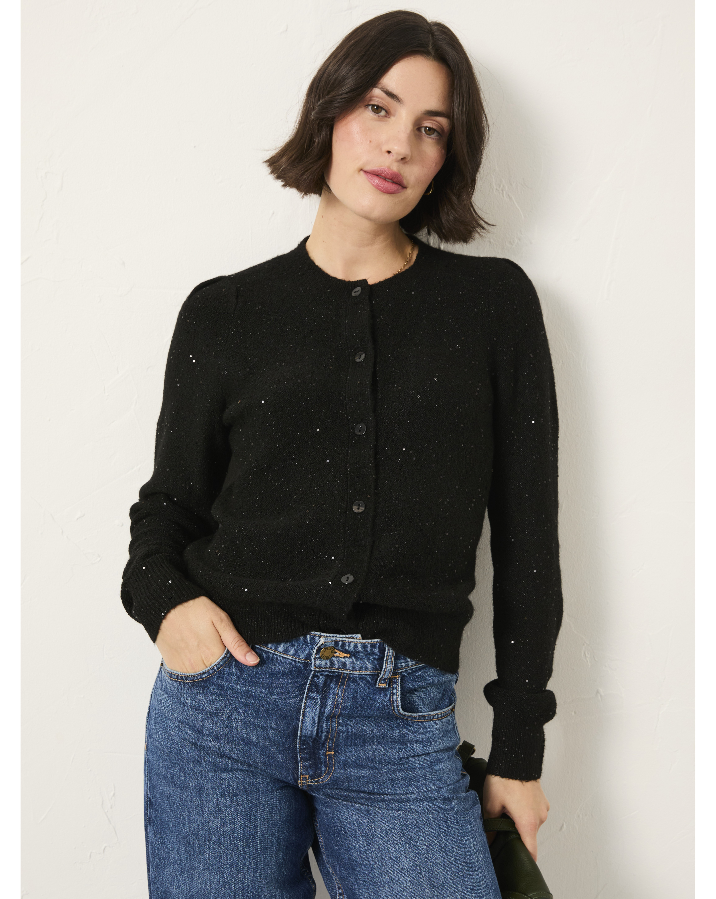 FatFace Womens Cardigans - Sparkle Cardigan - Black - Size 22