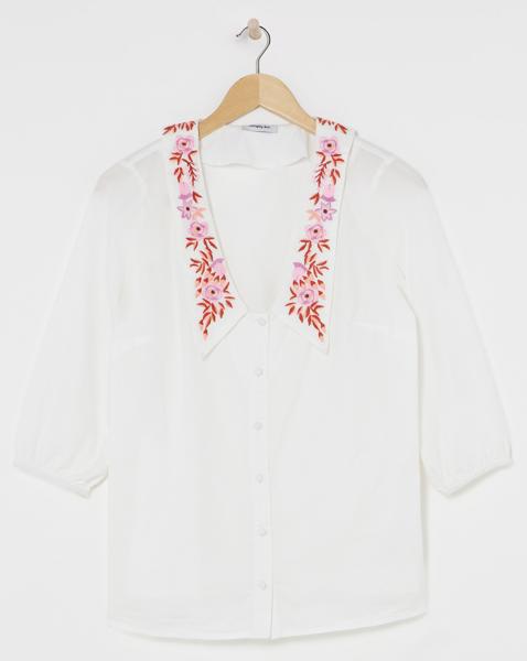 SBE Ivory Blouse with Embroidered Collar