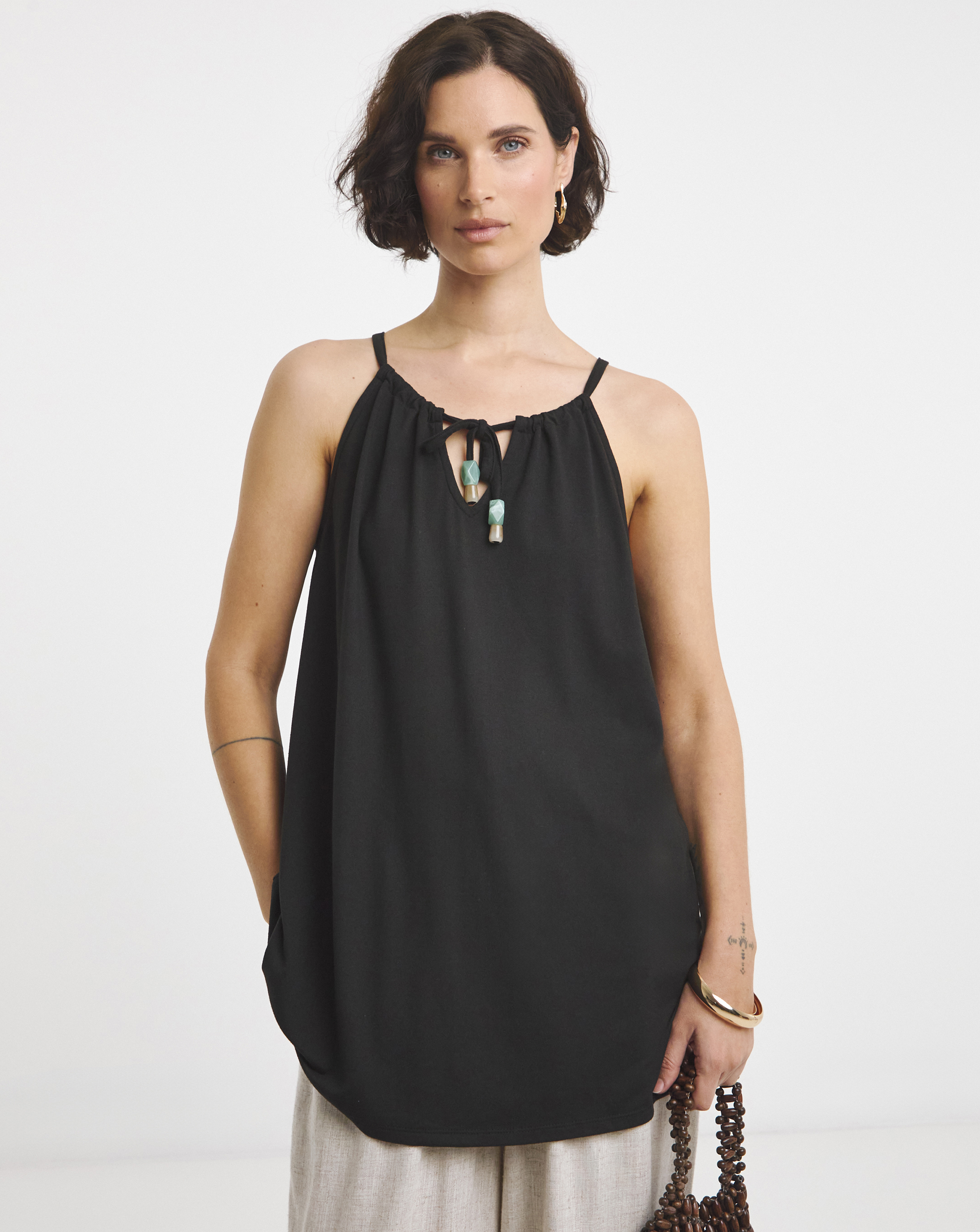 Tie Front Trim Vest