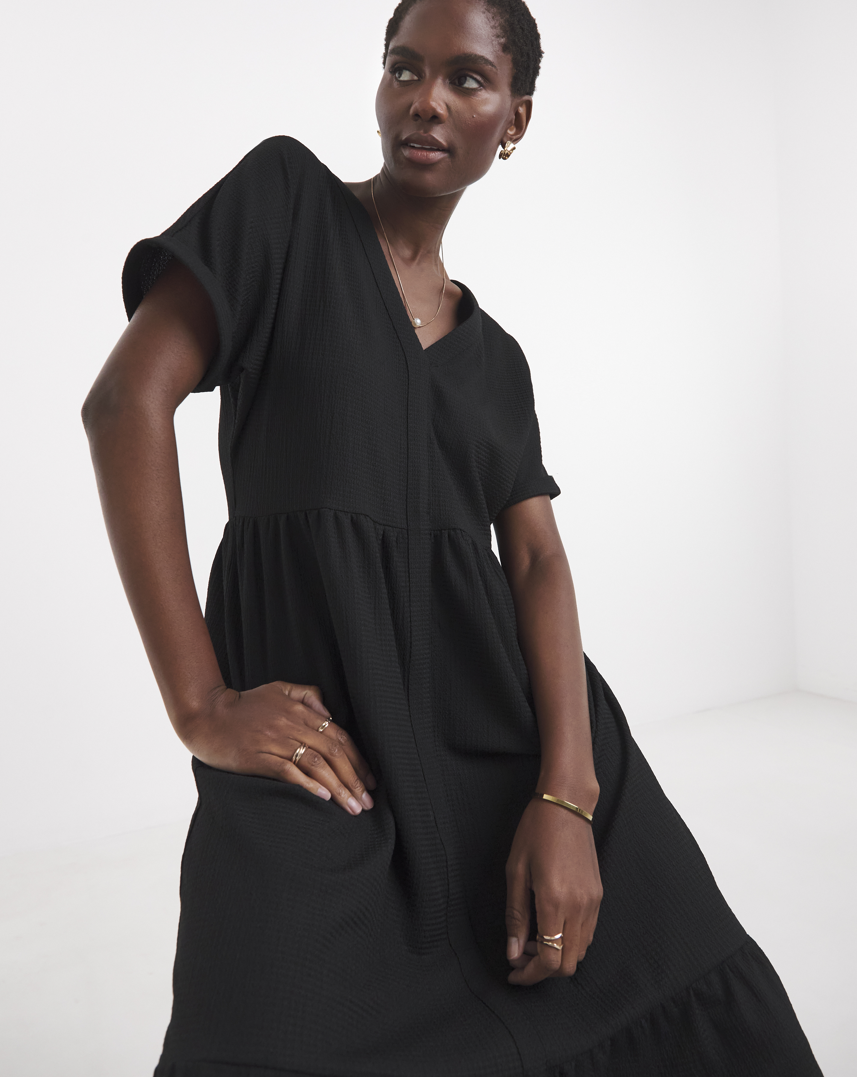 Textured Jersey Smock Dress