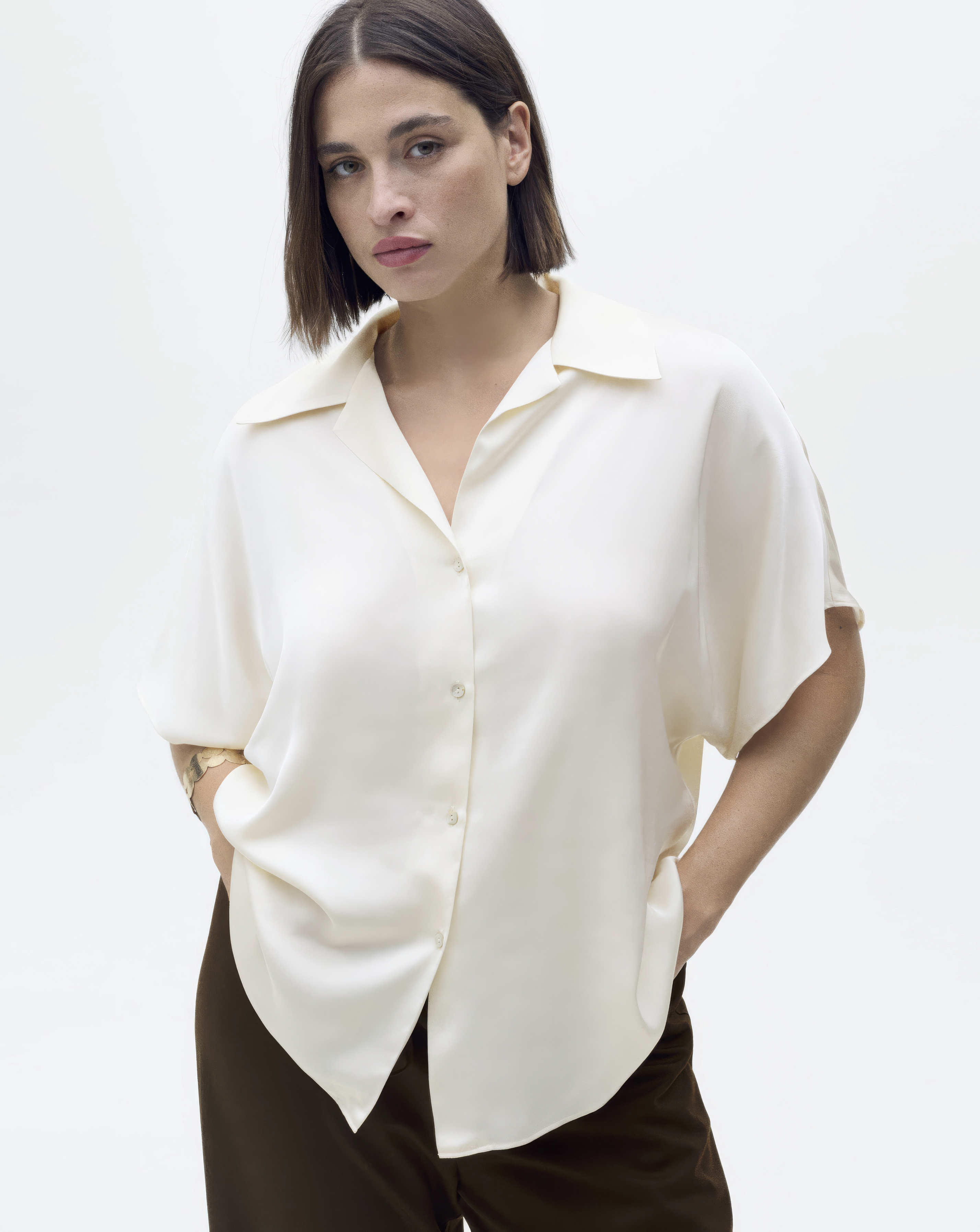 Mango Short Sleeveed Satin Shirt